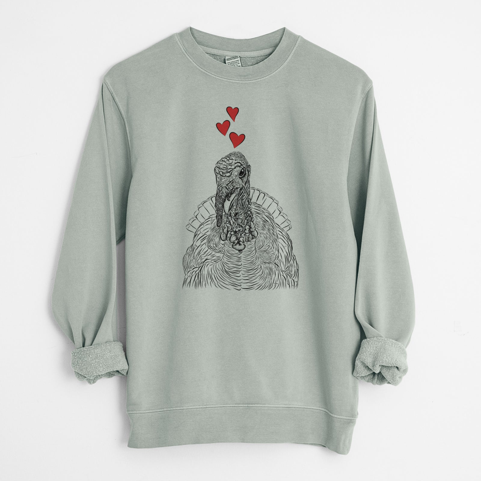 Valentine Brady the Turkey - Unisex Pigment Dyed Crew Sweatshirt