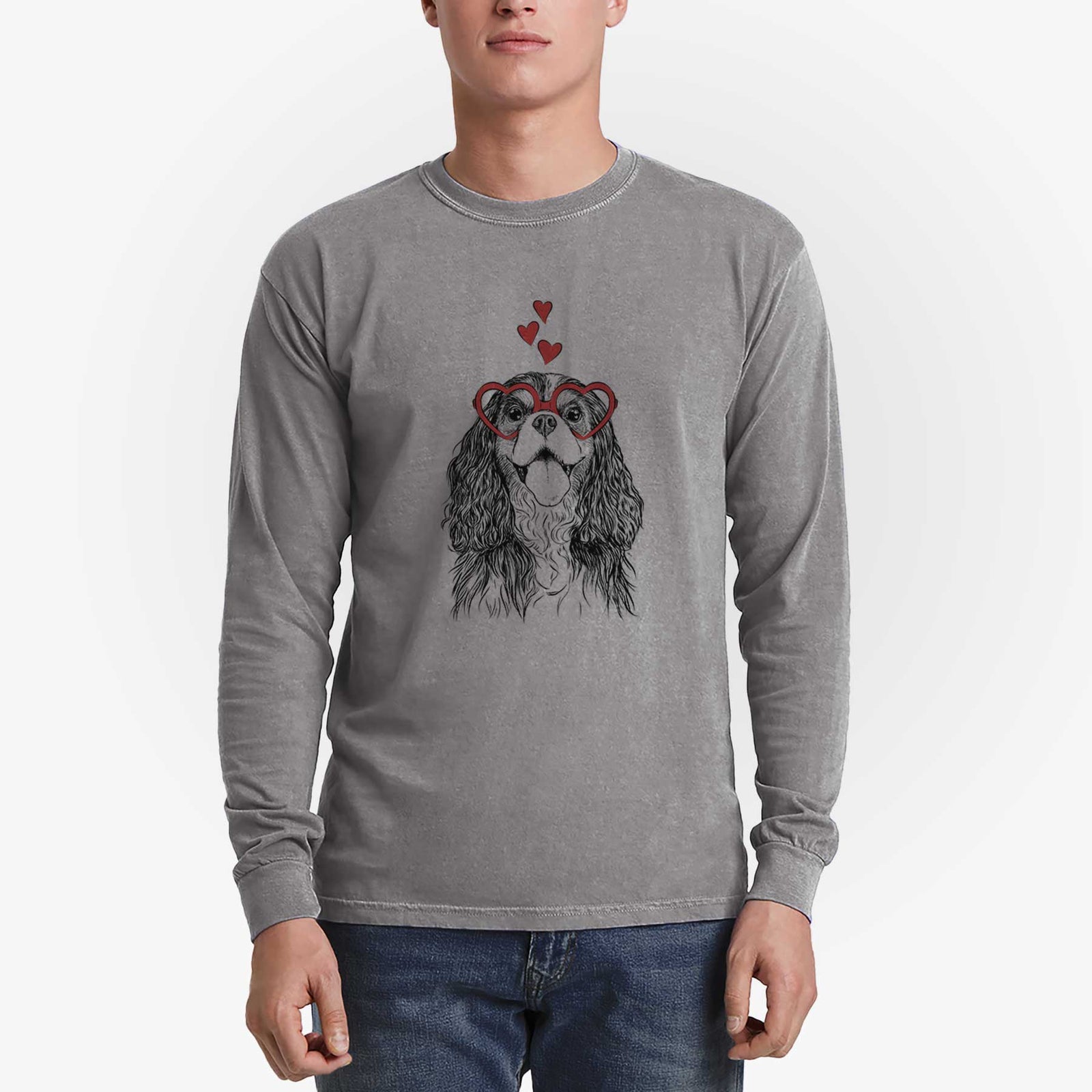 Valentine Brandy the Cavalier King Charles Spaniel - Heavyweight 100% Cotton Long Sleeve