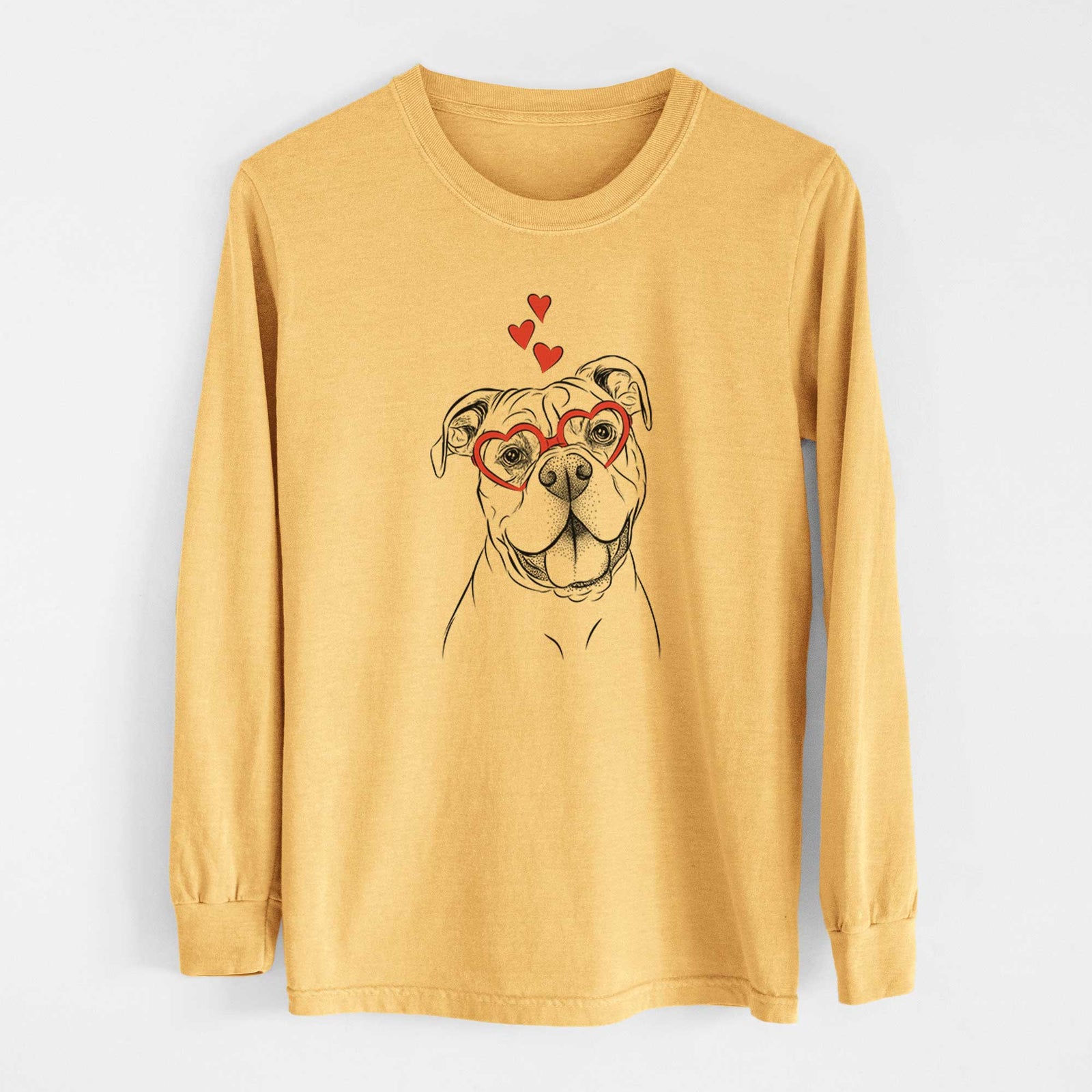 Valentine Bravo the Bulldog Mix - Heavyweight 100% Cotton Long Sleeve