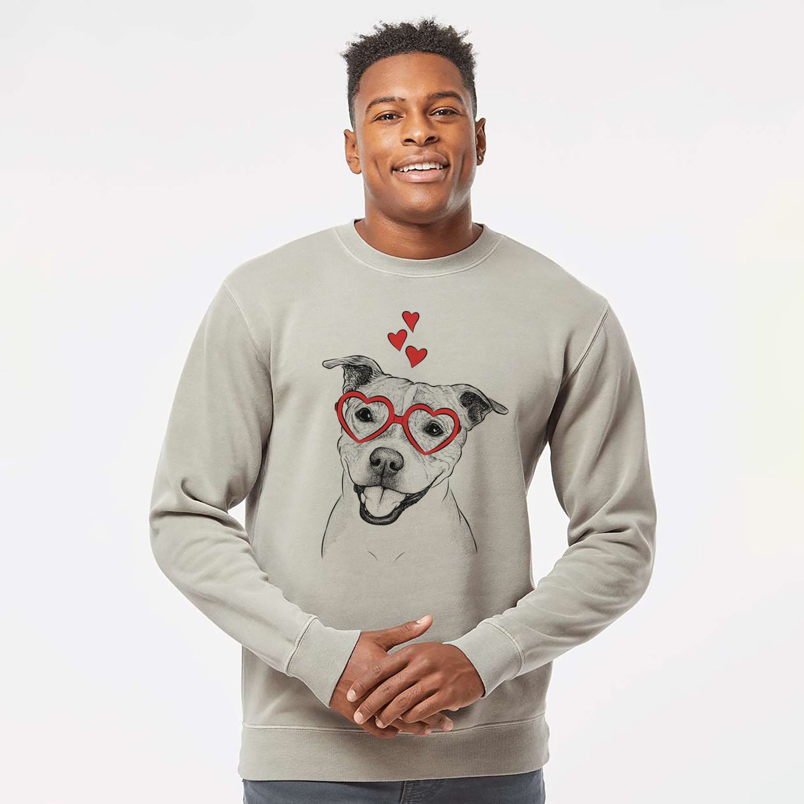 Valentine BrookLyn the Staffordshire Bull Terrier - Unisex Pigment Dyed Crew Sweatshirt