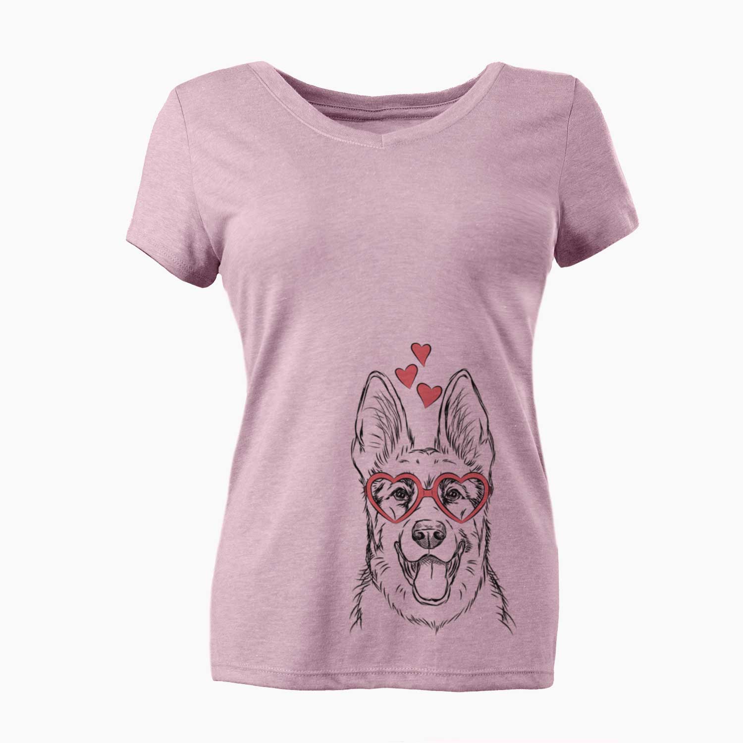 Valentine Brutus the German Shepherd - Women's V-neck Shirt