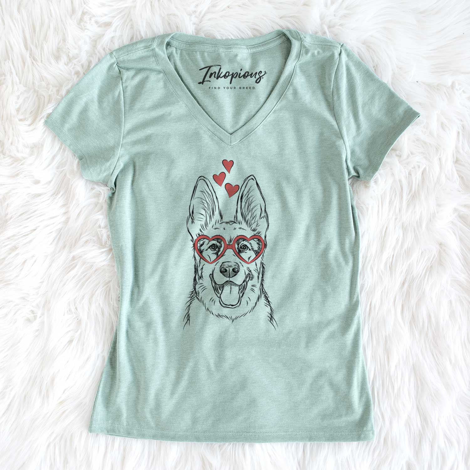 Valentine Brutus the German Shepherd - Women's V-neck Shirt