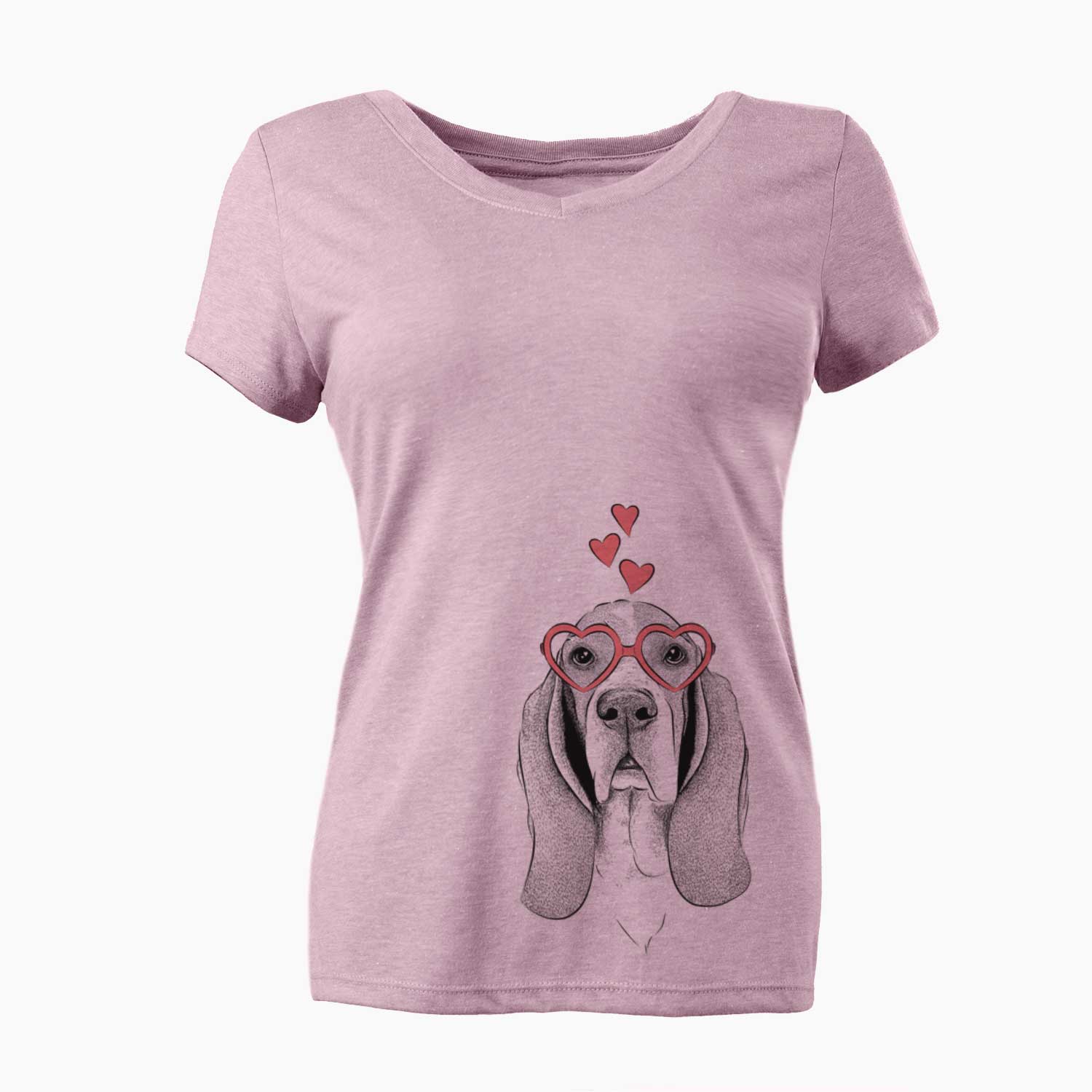 Valentine Buckley the Basset Hound - Women's V-neck Shirt