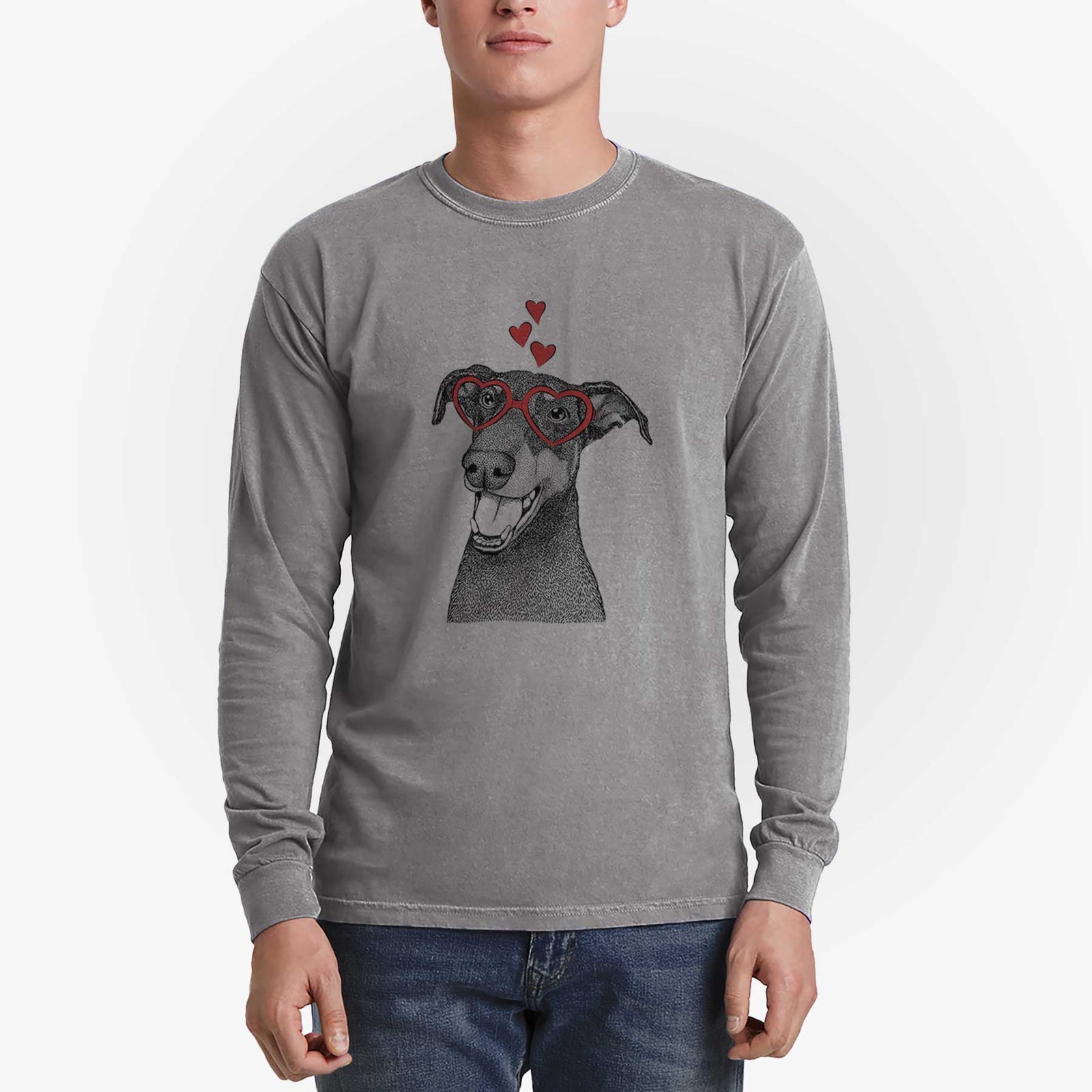 Valentine Bunnie the Doberman Pinscher - Heavyweight 100% Cotton Long Sleeve