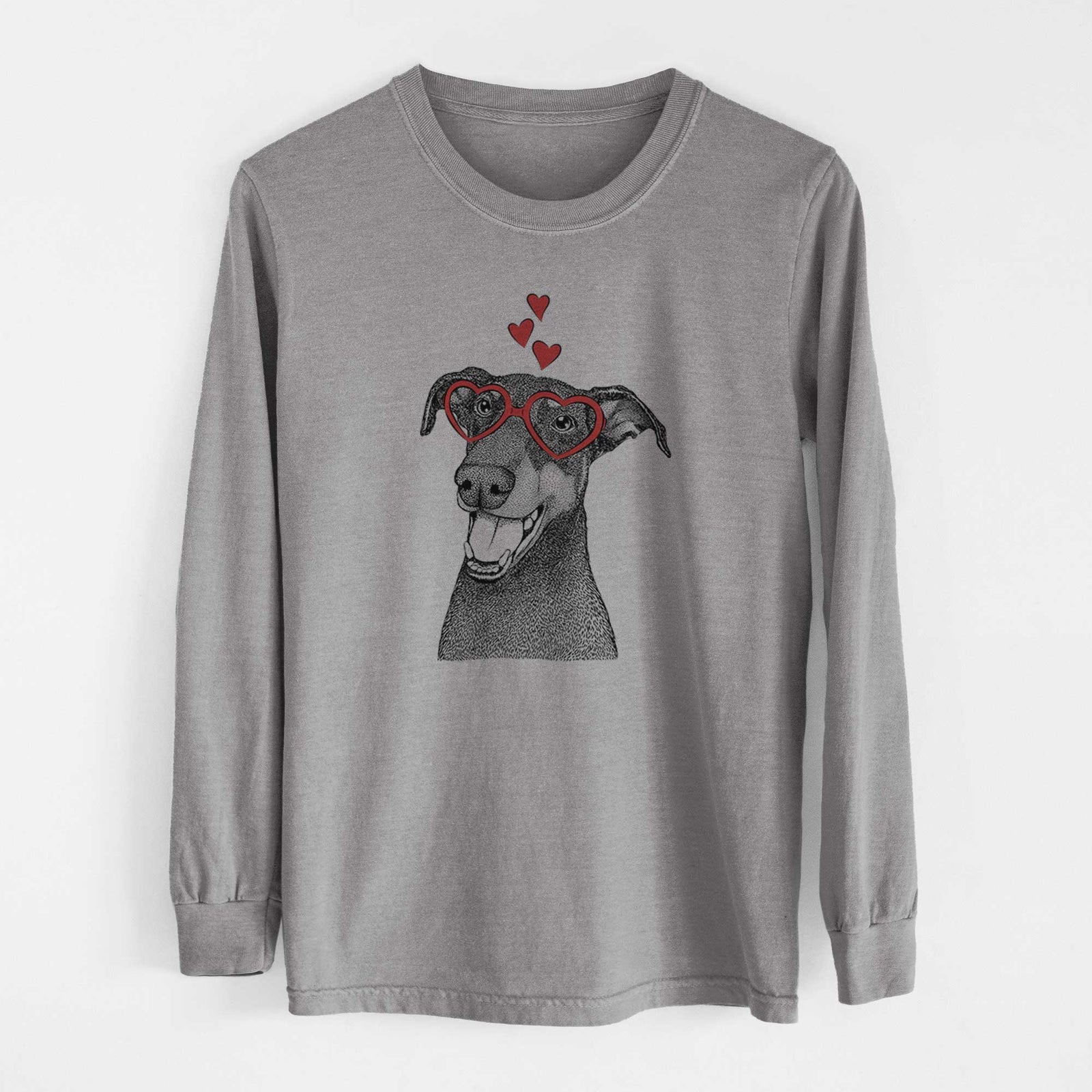 Valentine Bunnie the Doberman Pinscher - Heavyweight 100% Cotton Long Sleeve
