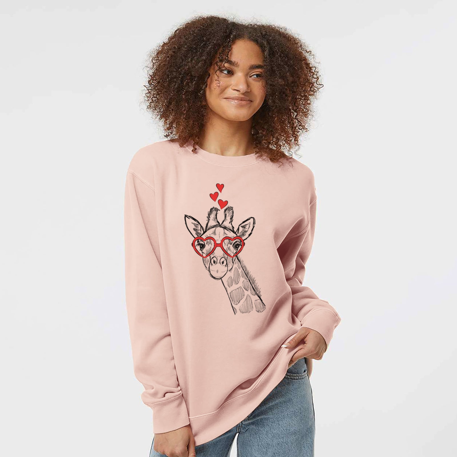 Valentine Cedrick the Giraffe - Unisex Pigment Dyed Crew Sweatshirt