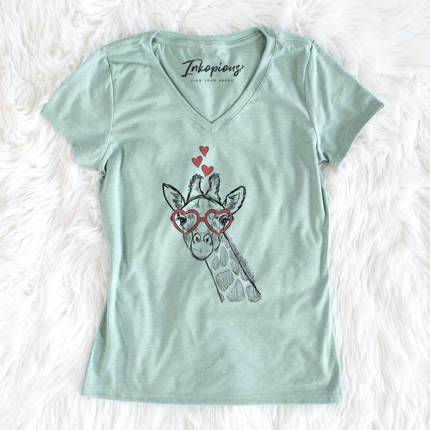 Valentine Cedrick the Giraffe - Women's V-neck Shirt