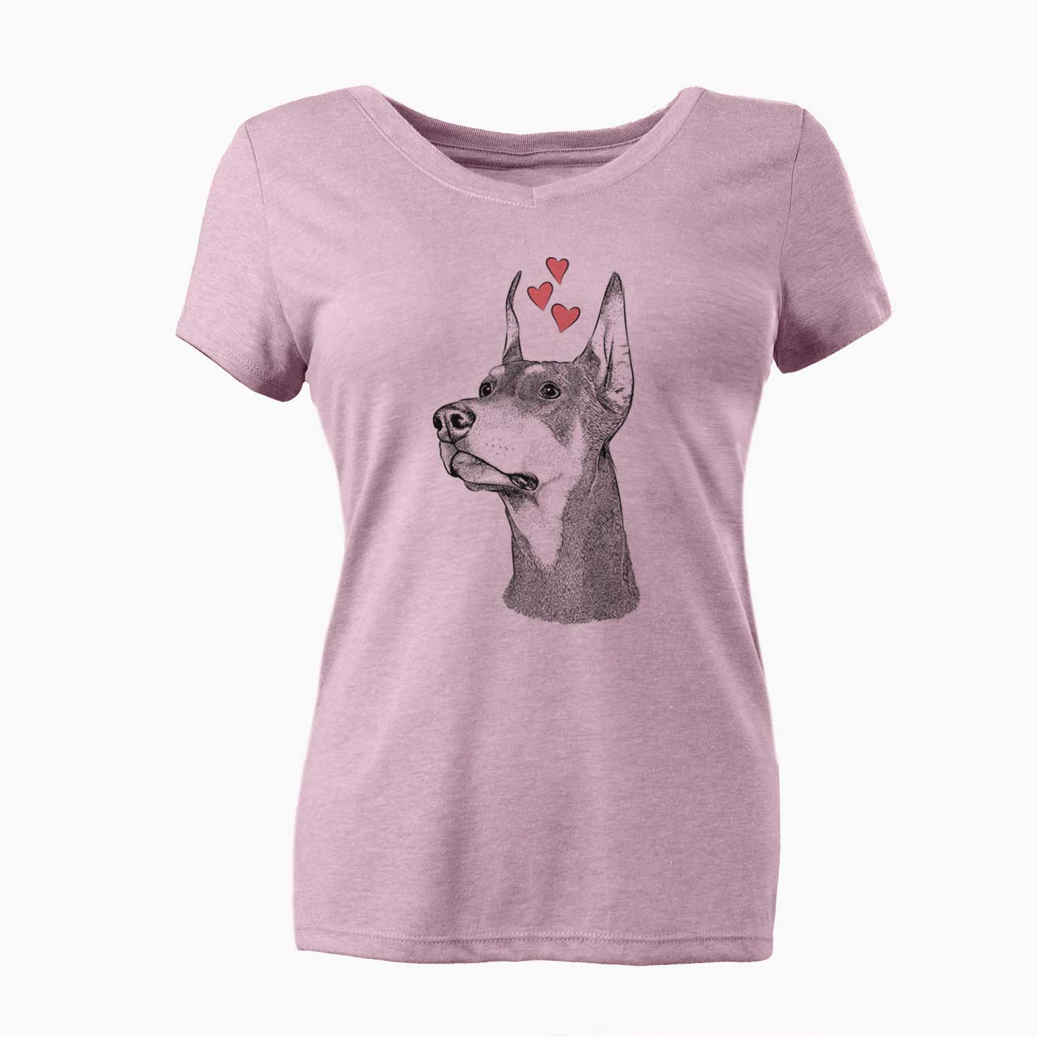 Valentine Cenza the Doberman Pinscher - Women's V-neck Shirt
