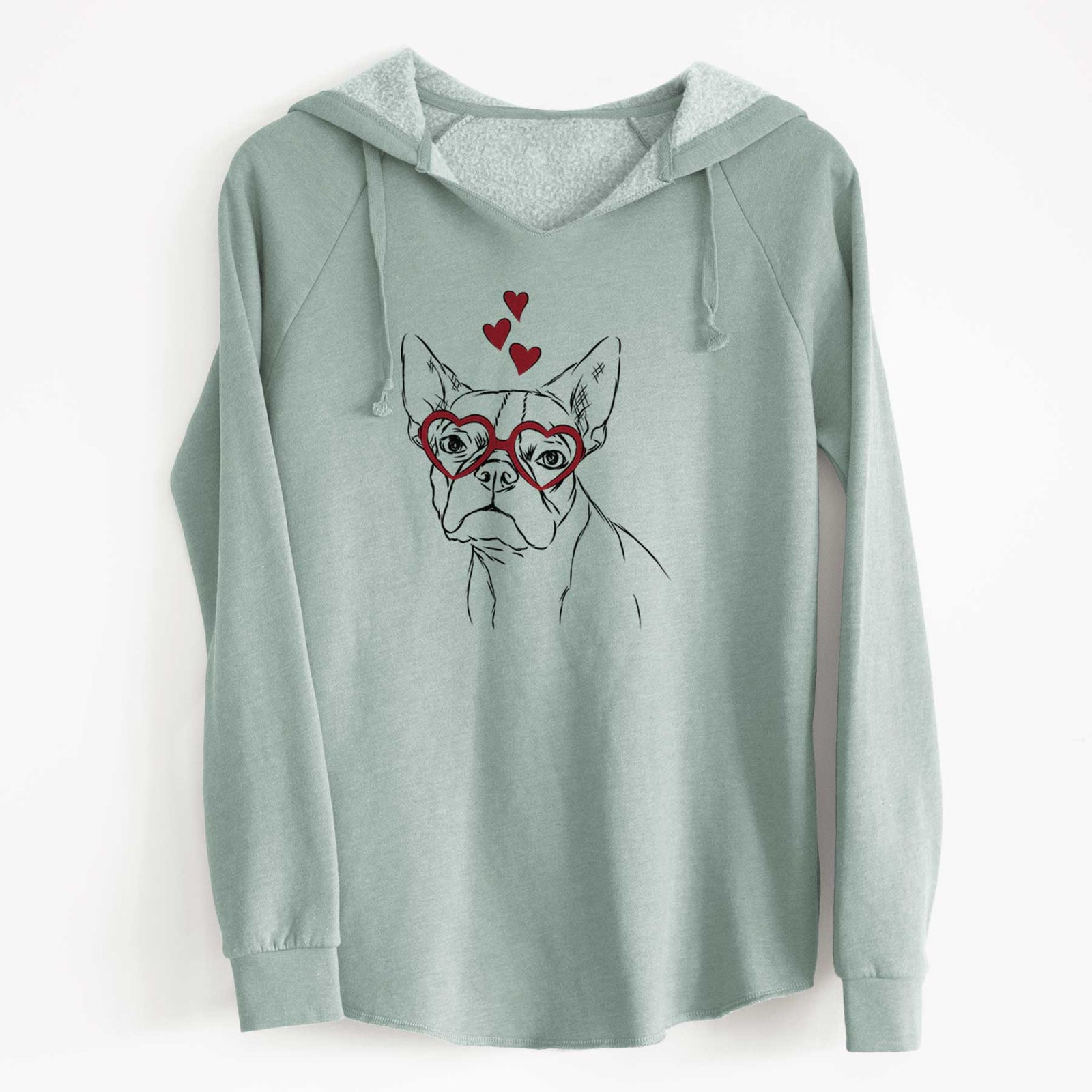 Valentine Charles the Boston Terrier - Cali Wave Hooded Sweatshirt
