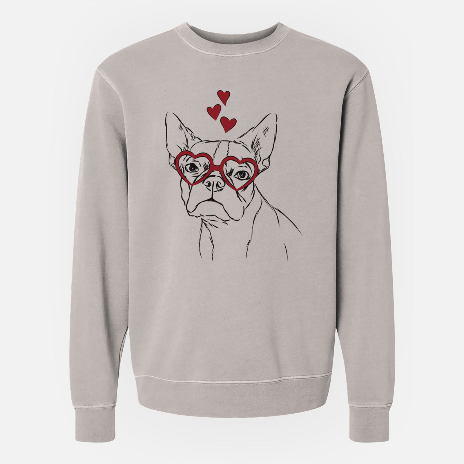 Valentine Charles the Boston Terrier - Unisex Pigment Dyed Crew Sweatshirt
