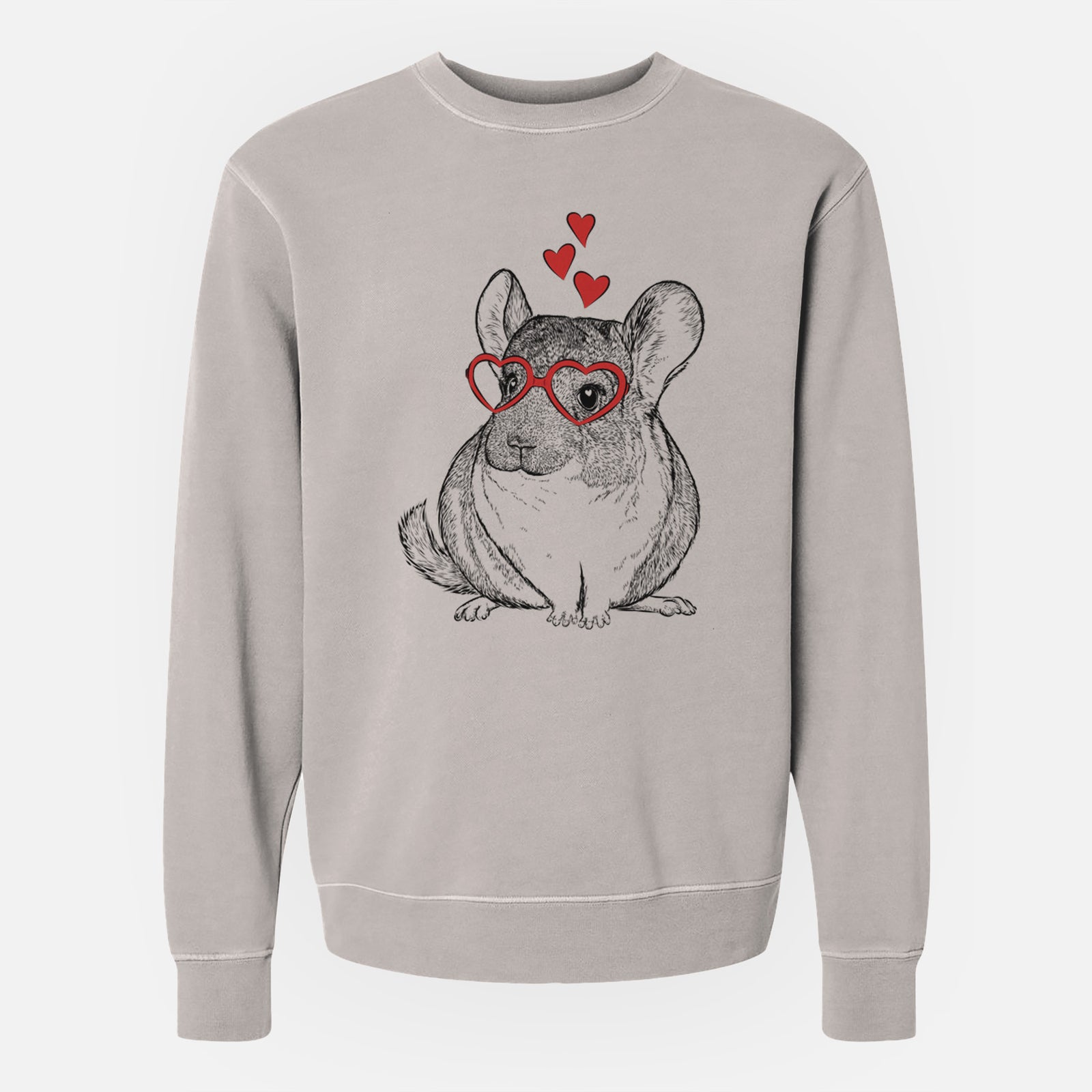 Valentine Cheddar the Chinchilla - Unisex Pigment Dyed Crew Sweatshirt