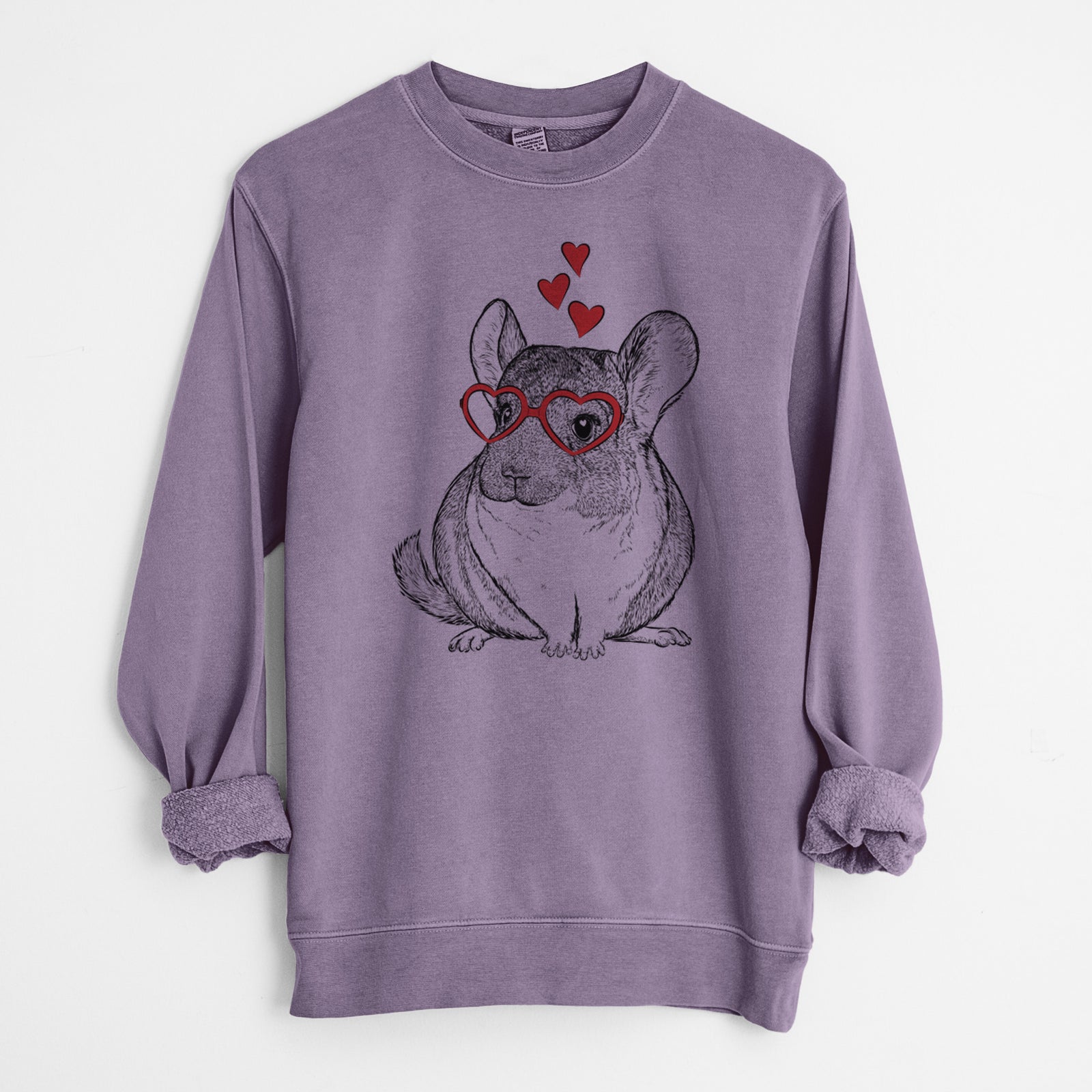 Valentine Cheddar the Chinchilla - Unisex Pigment Dyed Crew Sweatshirt