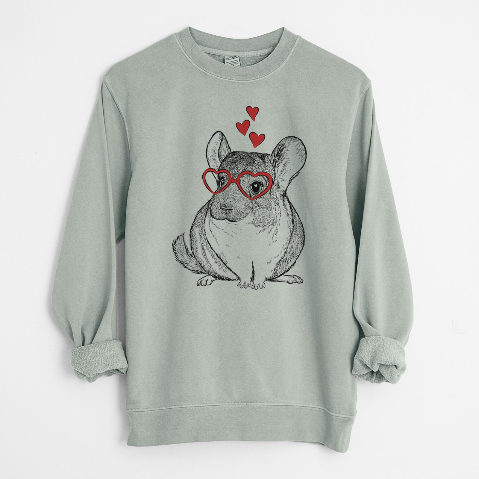 Valentine Cheddar the Chinchilla - Unisex Pigment Dyed Crew Sweatshirt