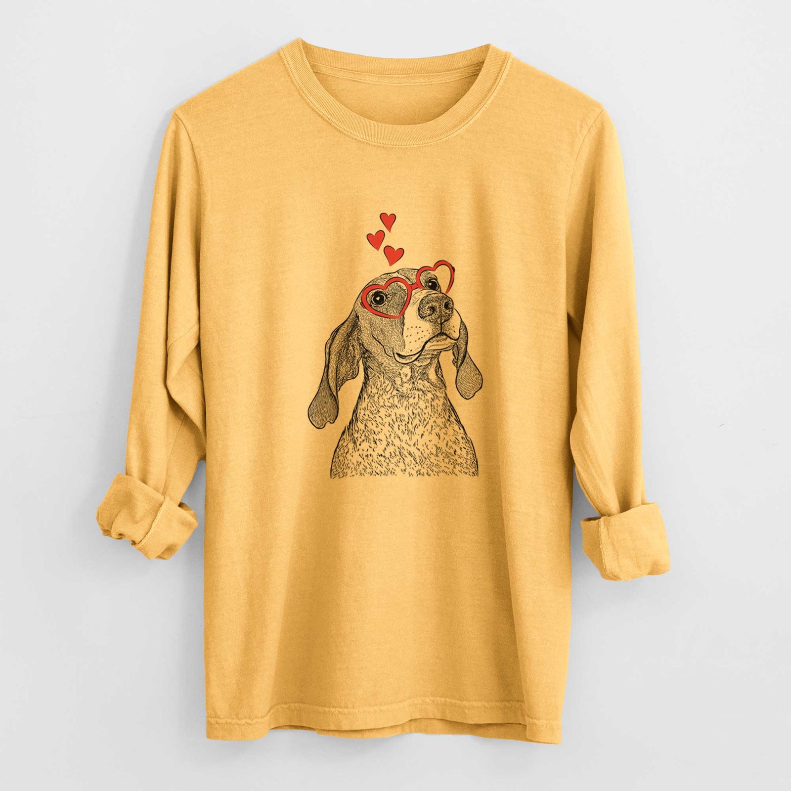 Valentine Chester the Red Tick Coonhound - Heavyweight 100% Cotton Long Sleeve