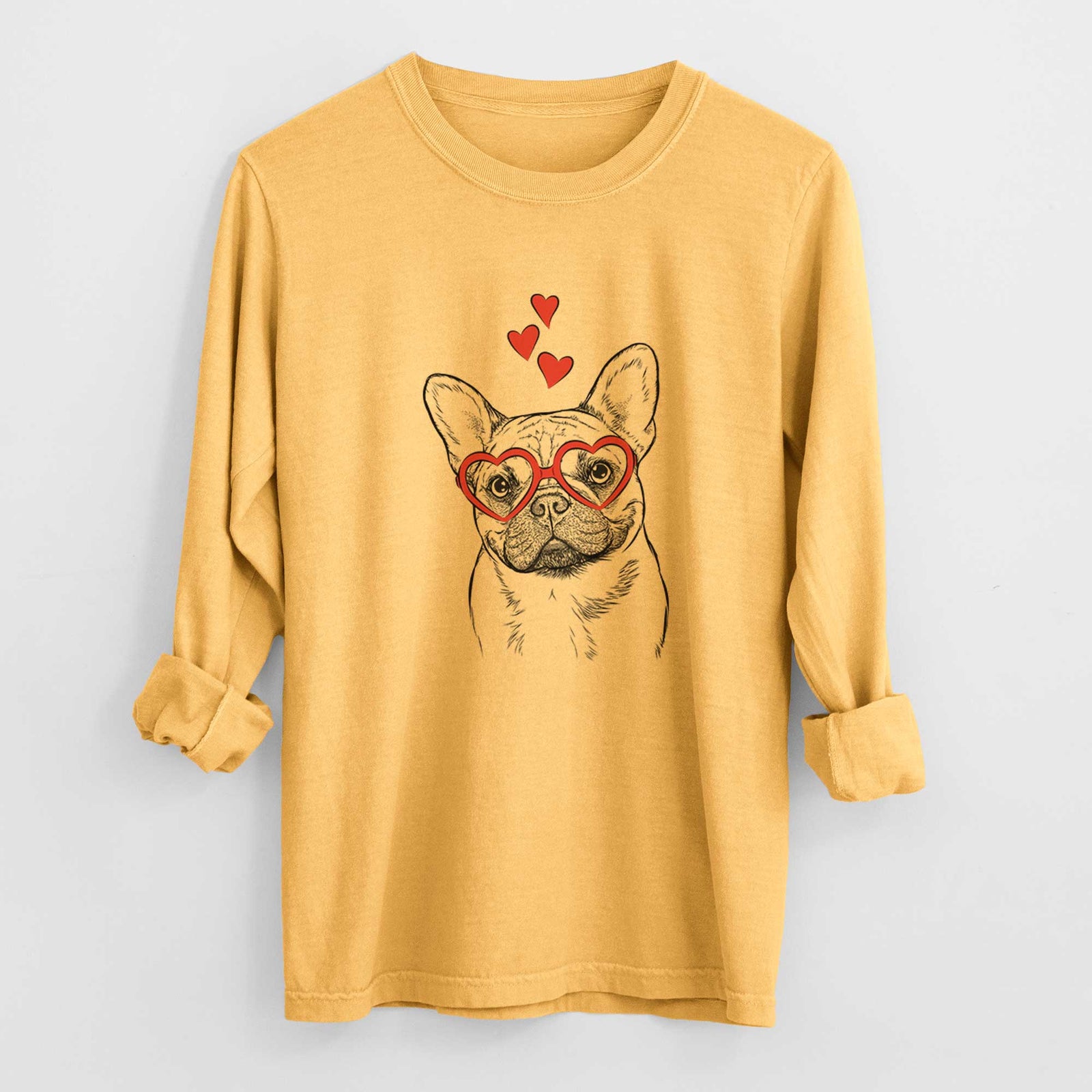 Valentine Chew Chew the French Bulldog - Heavyweight 100% Cotton Long Sleeve