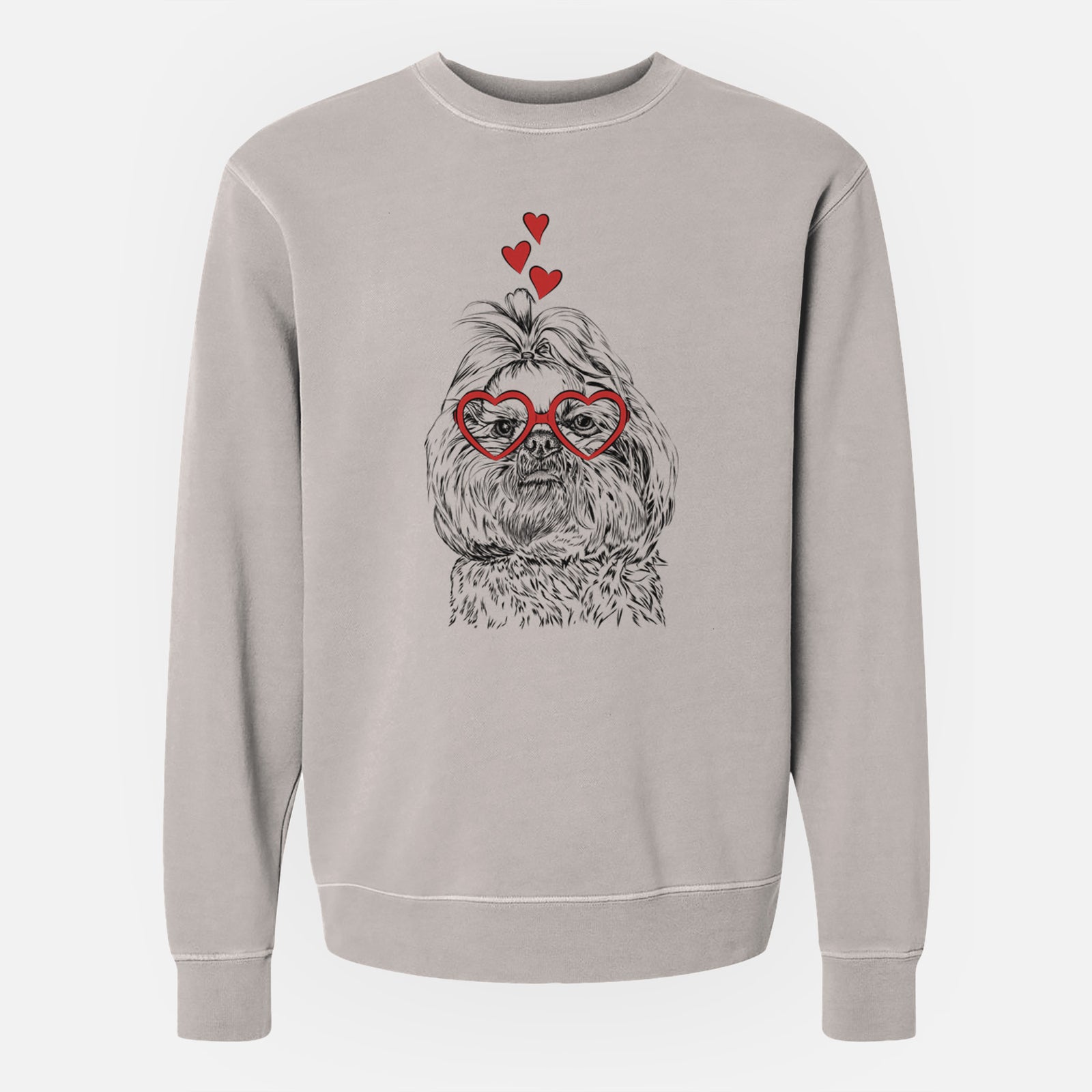 Valentine Chewie the Shih Tzu - Unisex Pigment Dyed Crew Sweatshirt