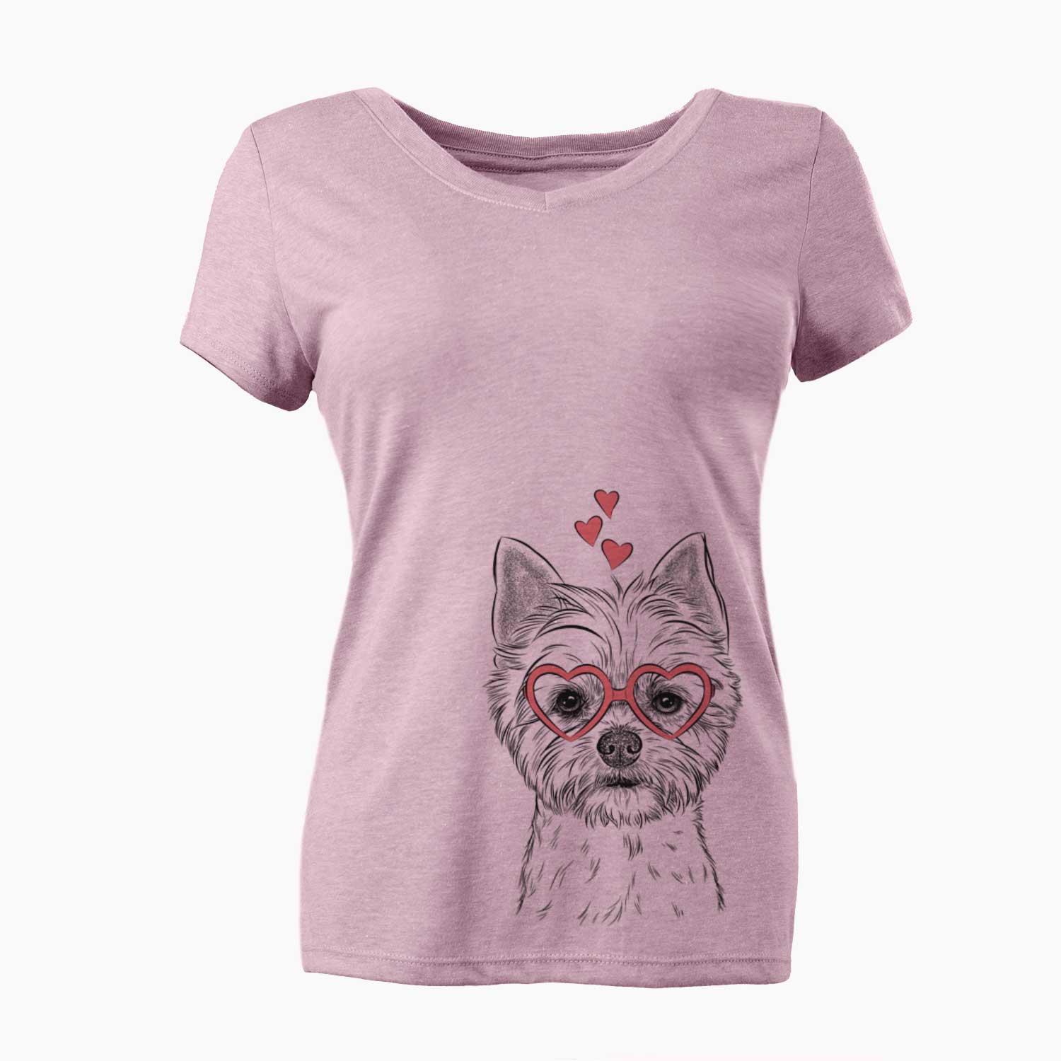 Valentine Chewy the Yorkshire Terrier - Women's V-neck Shirt