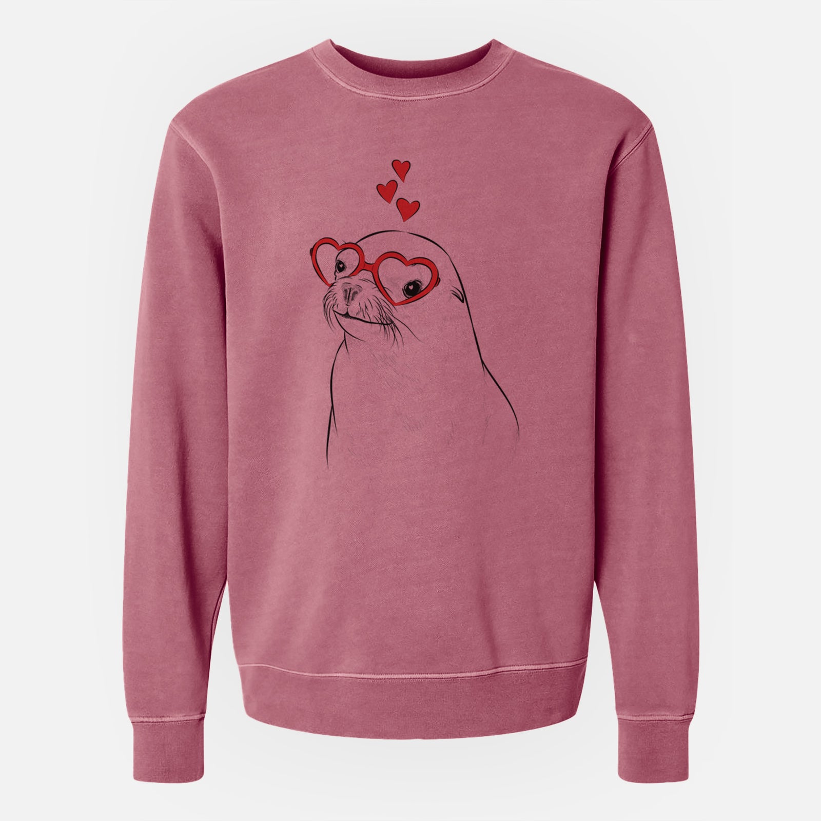 Valentine Chip the California Sea Lion - Unisex Pigment Dyed Crew Sweatshirt