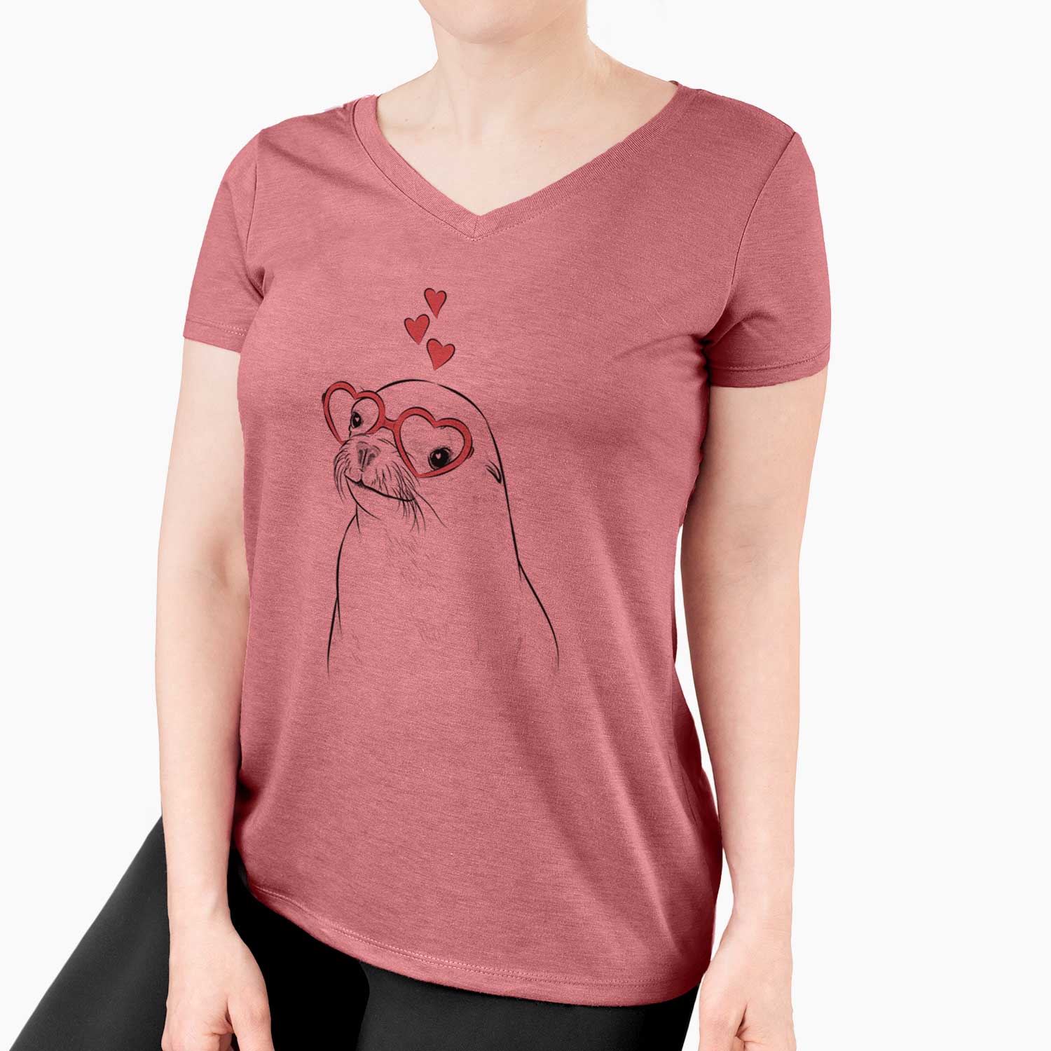 Valentine Chip the California Sea Lion - Women's V-neck Shirt