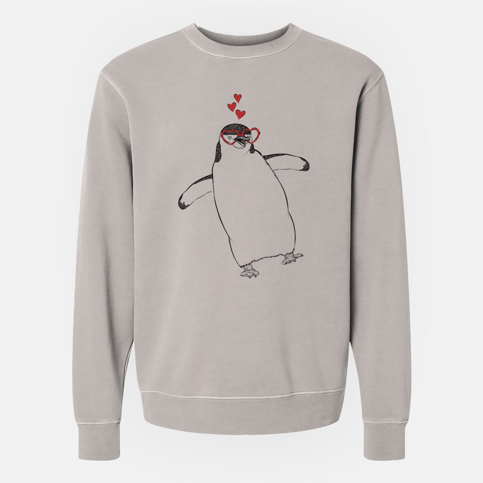 Valentine Chive the Chinstrap Penguin - Unisex Pigment Dyed Crew Sweatshirt
