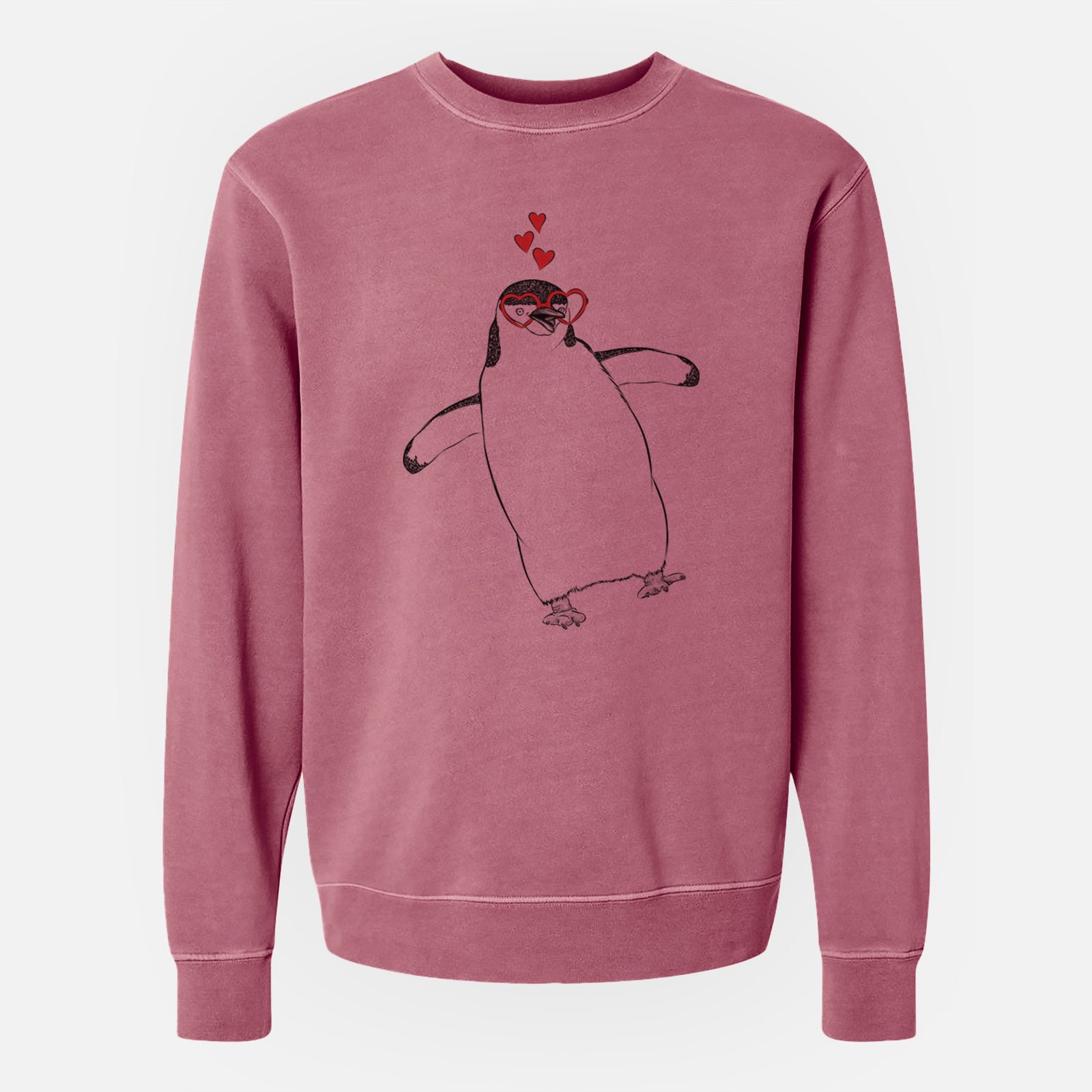 Valentine Chive the Chinstrap Penguin - Unisex Pigment Dyed Crew Sweatshirt