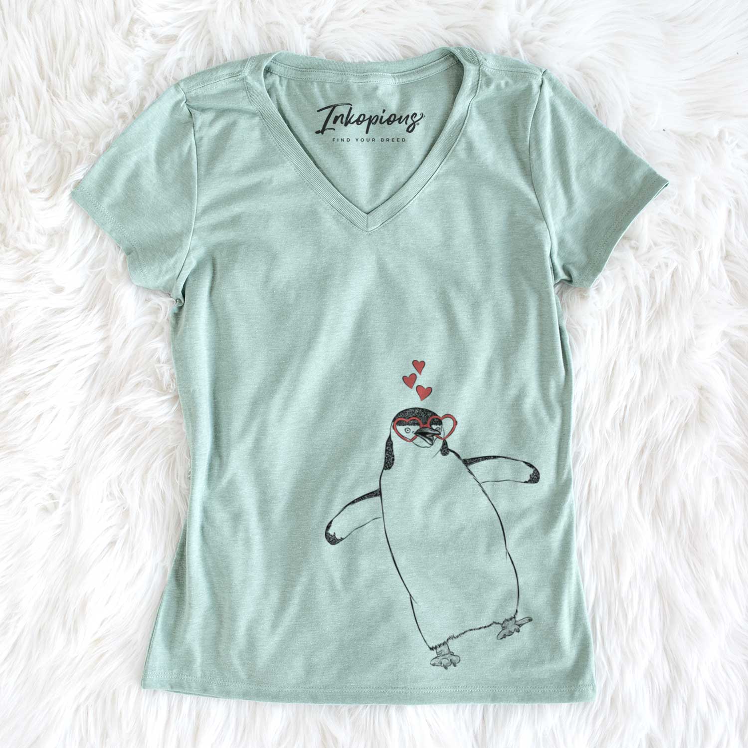 Valentine Chive the Chinstrap Penguin - Women's V-neck Shirt