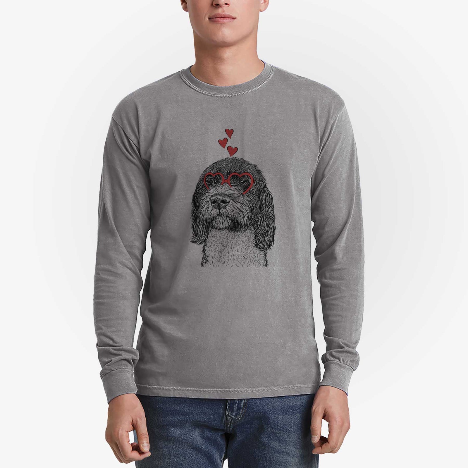 Valentine Chris the Portuguese Water Dog - Heavyweight 100% Cotton Long Sleeve