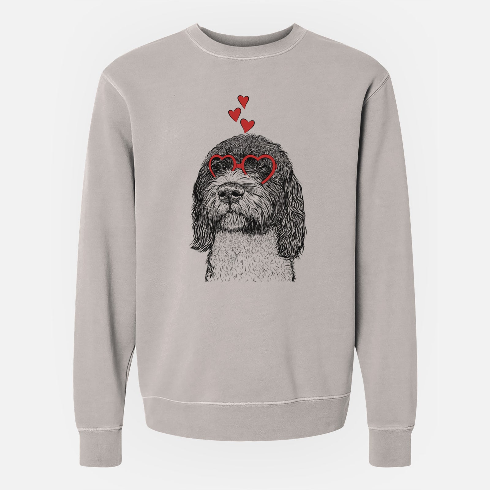 Valentine Chris the Portuguese Water Dog - Unisex Pigment Dyed Crew Sweatshirt