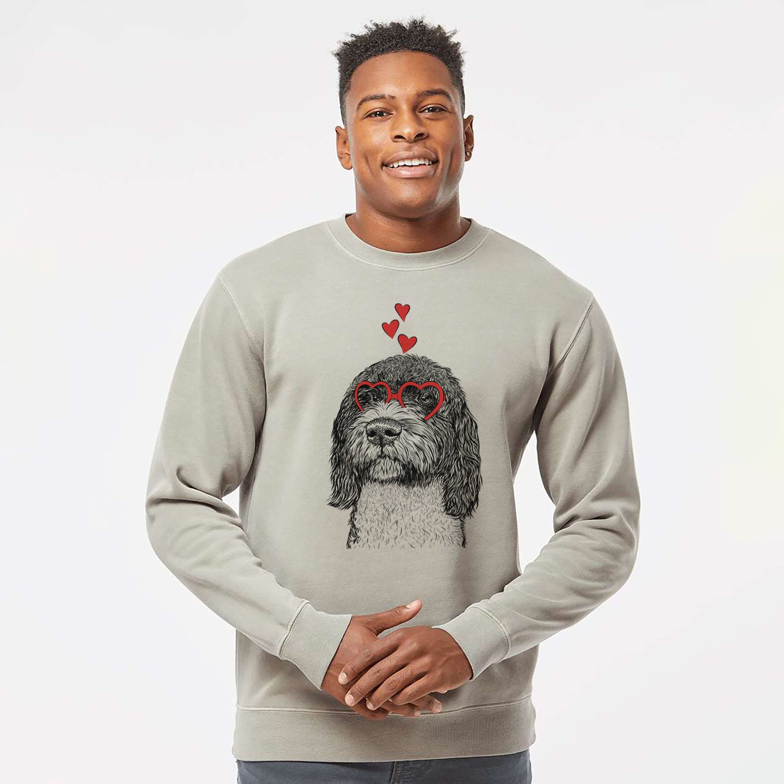 Valentine Chris the Portuguese Water Dog - Unisex Pigment Dyed Crew Sweatshirt