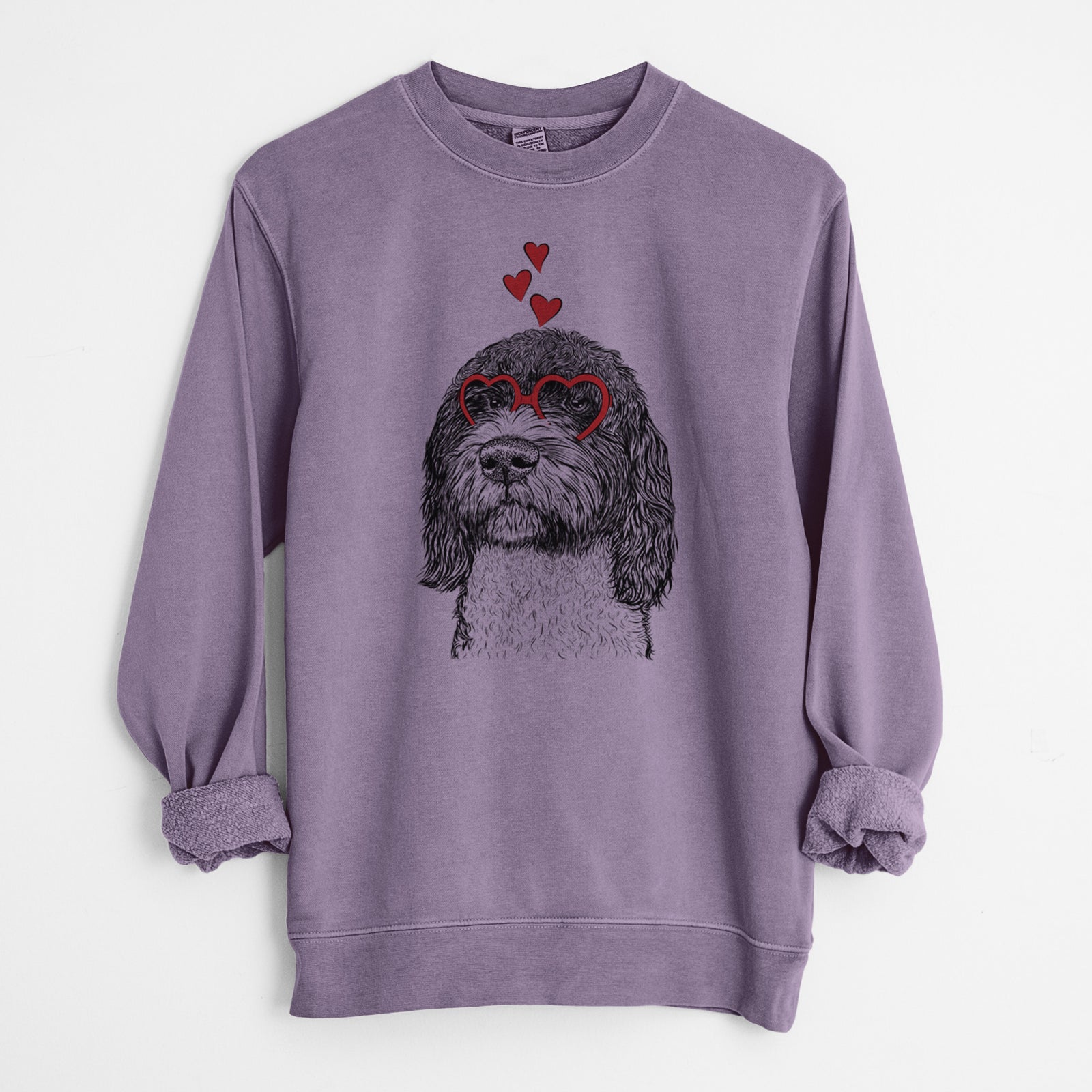 Valentine Chris the Portuguese Water Dog - Unisex Pigment Dyed Crew Sweatshirt