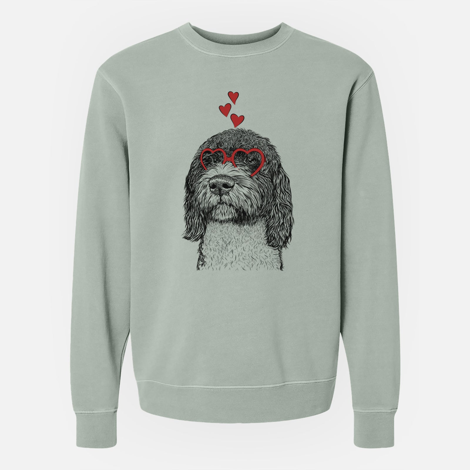 Valentine Chris the Portuguese Water Dog - Unisex Pigment Dyed Crew Sweatshirt