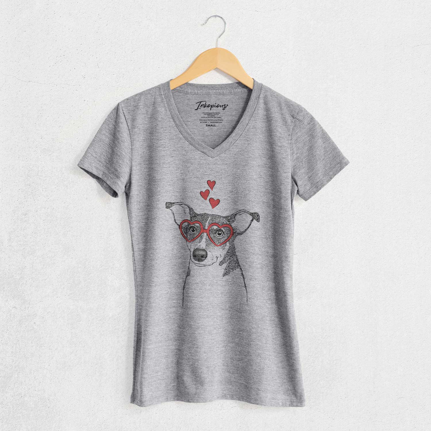 Valentine Cleo the Terrier Mix - Women's V-neck Shirt