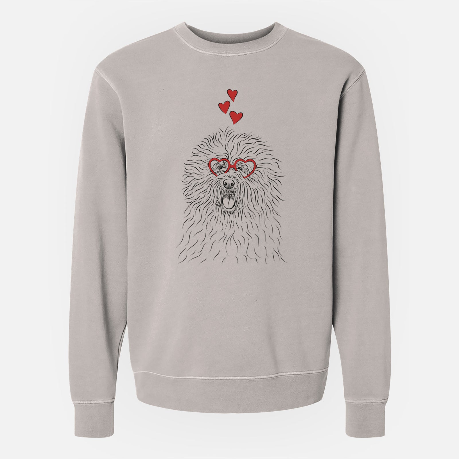 Valentine Cozie the Old English Sheepdog - Unisex Pigment Dyed Crew Sweatshirt