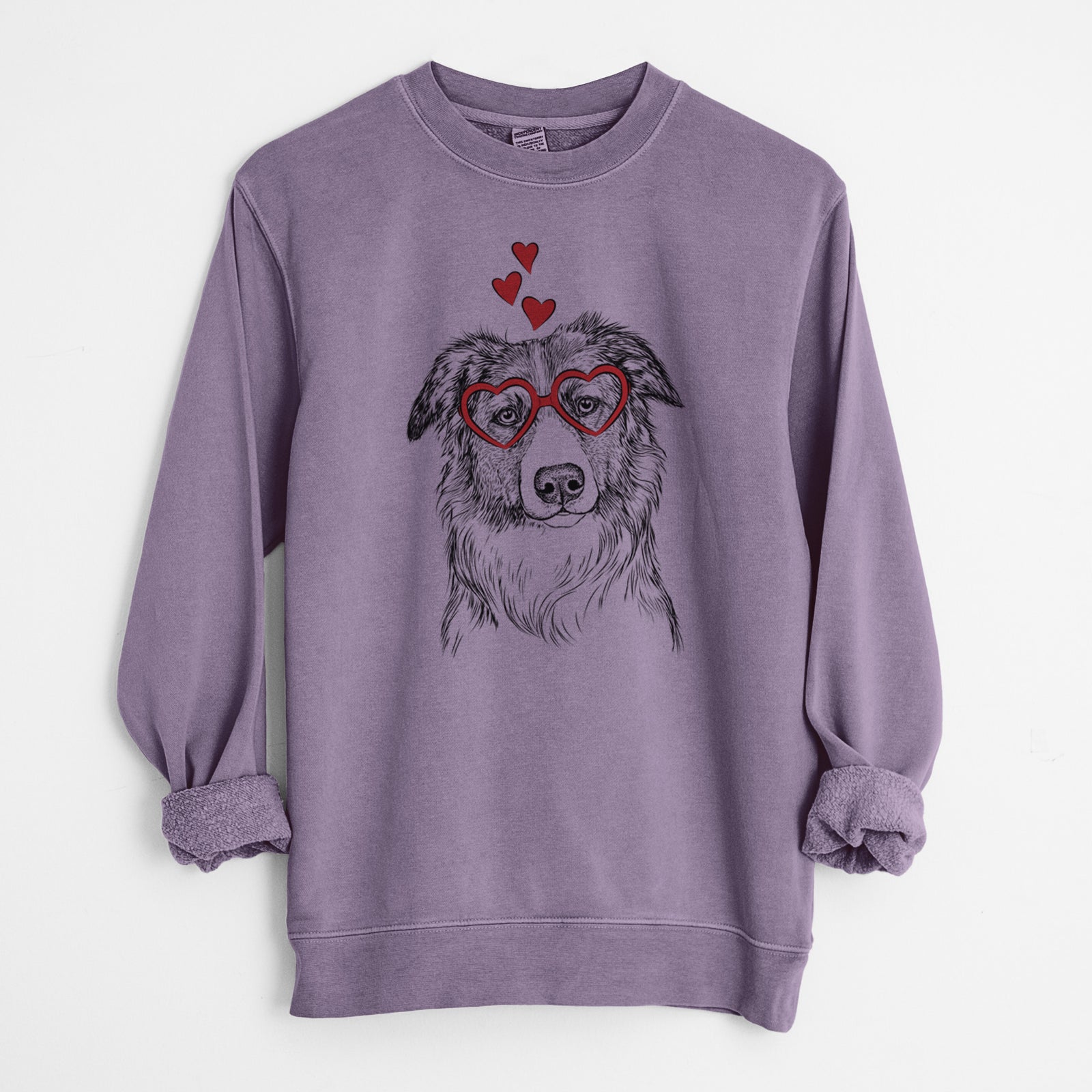 Valentine Cynder the English Shepherd - Unisex Pigment Dyed Crew Sweatshirt