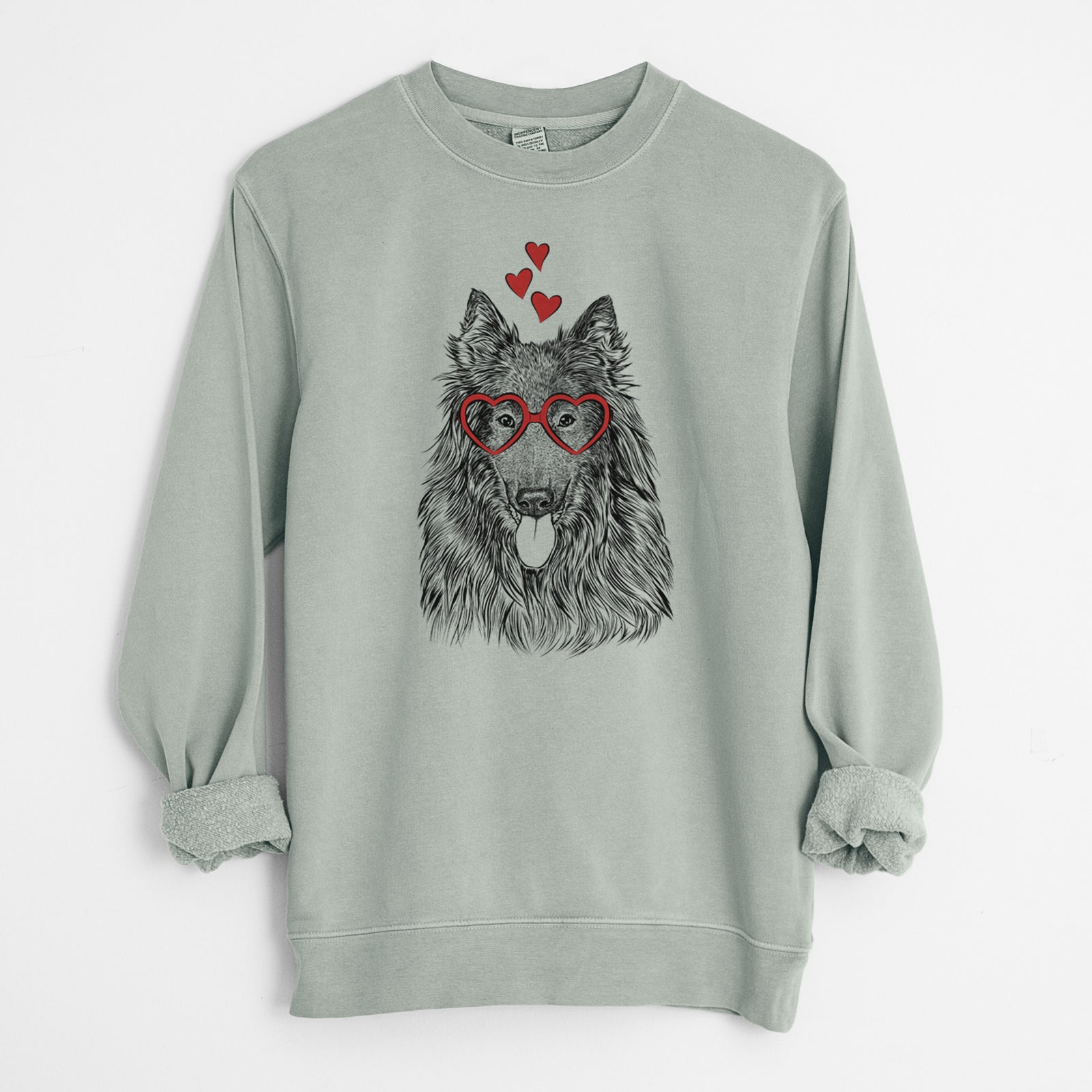 Valentine Daan the Belgian Shepherd - Unisex Pigment Dyed Crew Sweatshirt