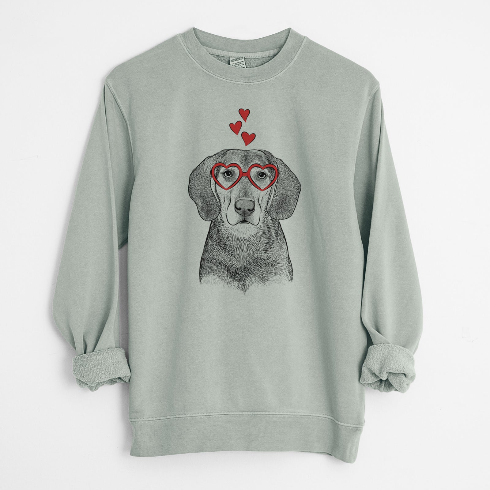 Valentine Daisy the Hound Mix - Unisex Pigment Dyed Crew Sweatshirt