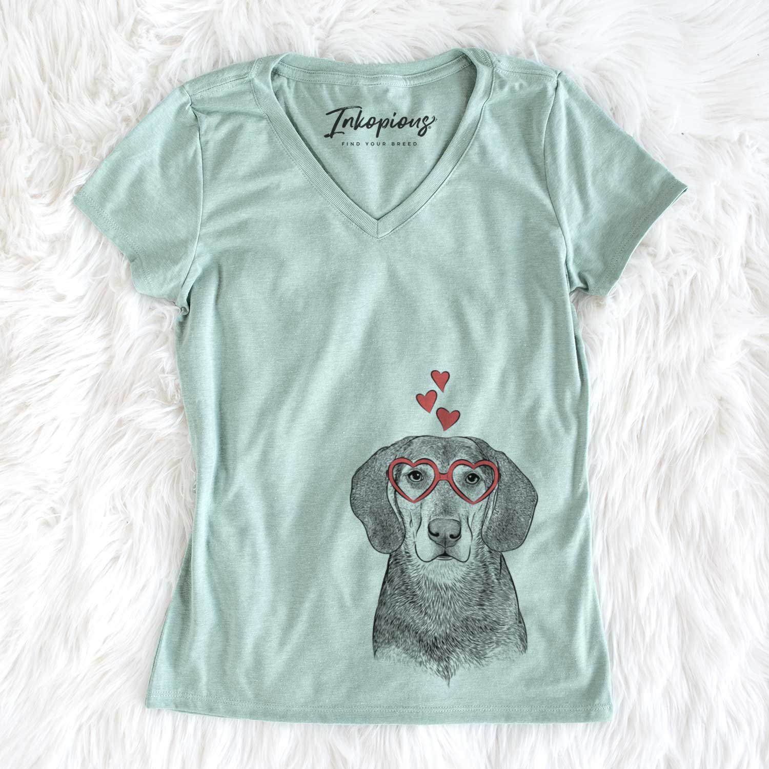 Valentine Daisy the Hound Mix - Women's V-neck Shirt