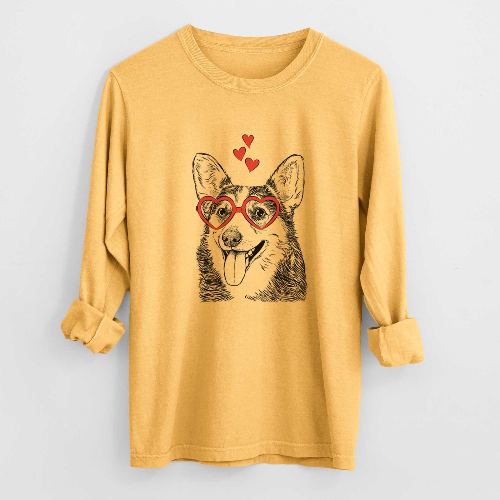 Valentine Darma the Corgi - Heavyweight 100% Cotton Long Sleeve