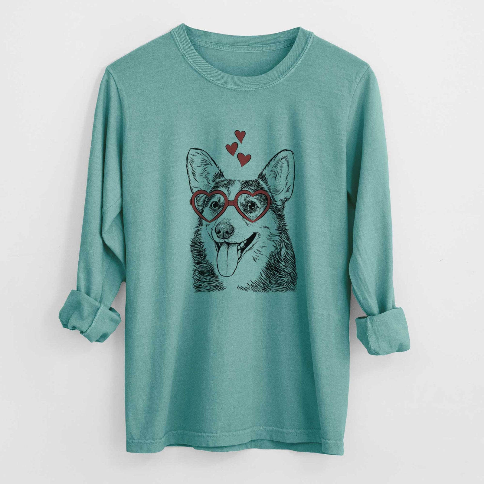 Valentine Darma the Corgi - Heavyweight 100% Cotton Long Sleeve