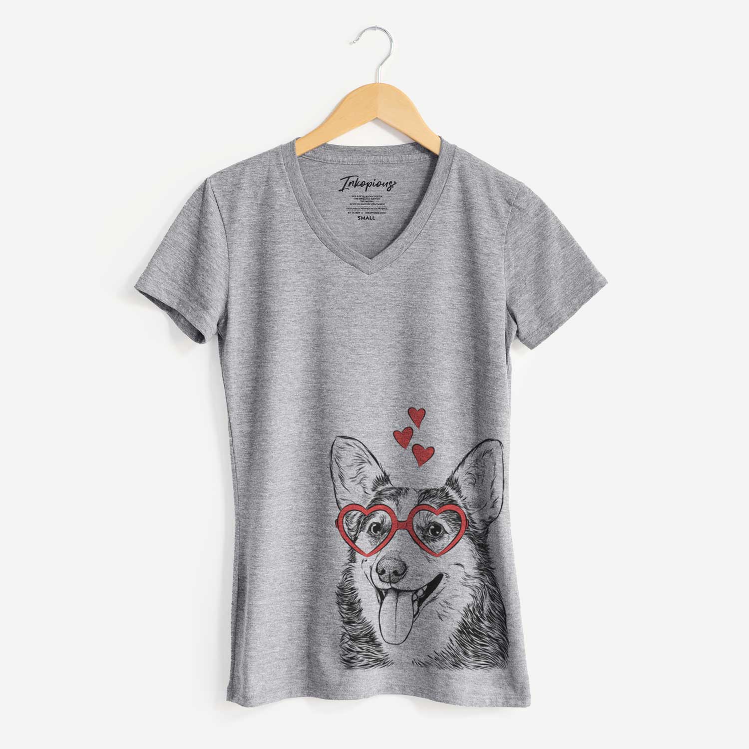 Valentine Darma the Corgi - Women's V-neck Shirt