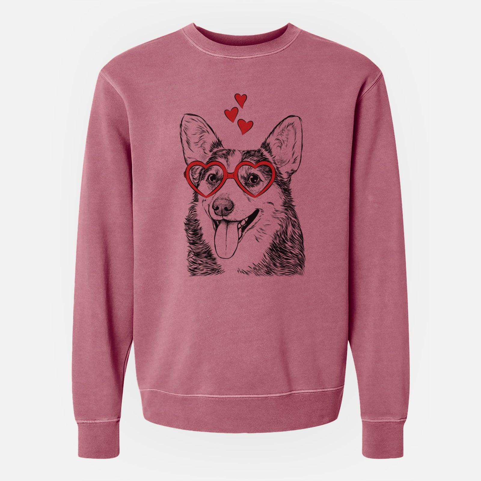 Valentine Darma the Corgi - Unisex Pigment Dyed Crew Sweatshirt
