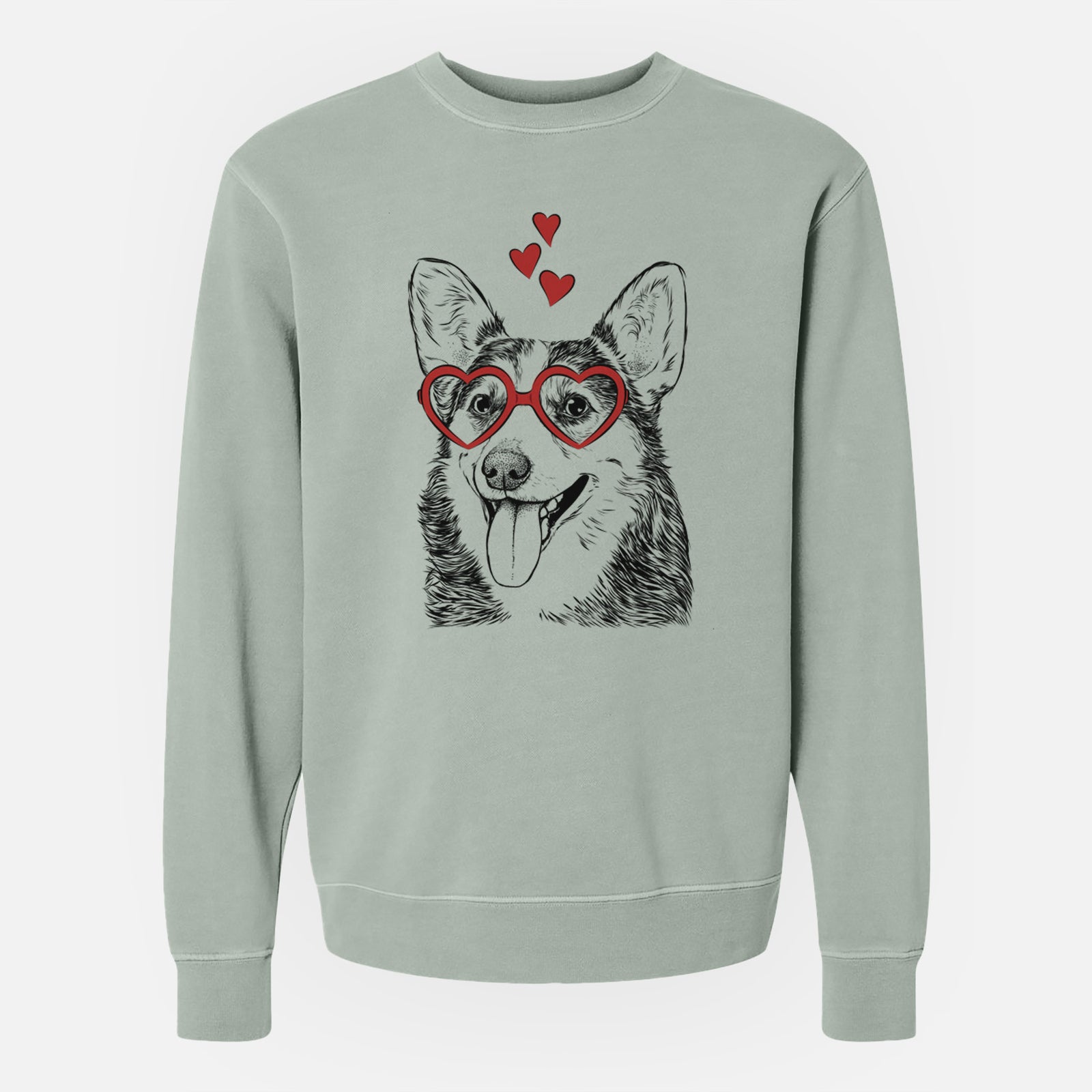 Valentine Darma the Corgi - Unisex Pigment Dyed Crew Sweatshirt