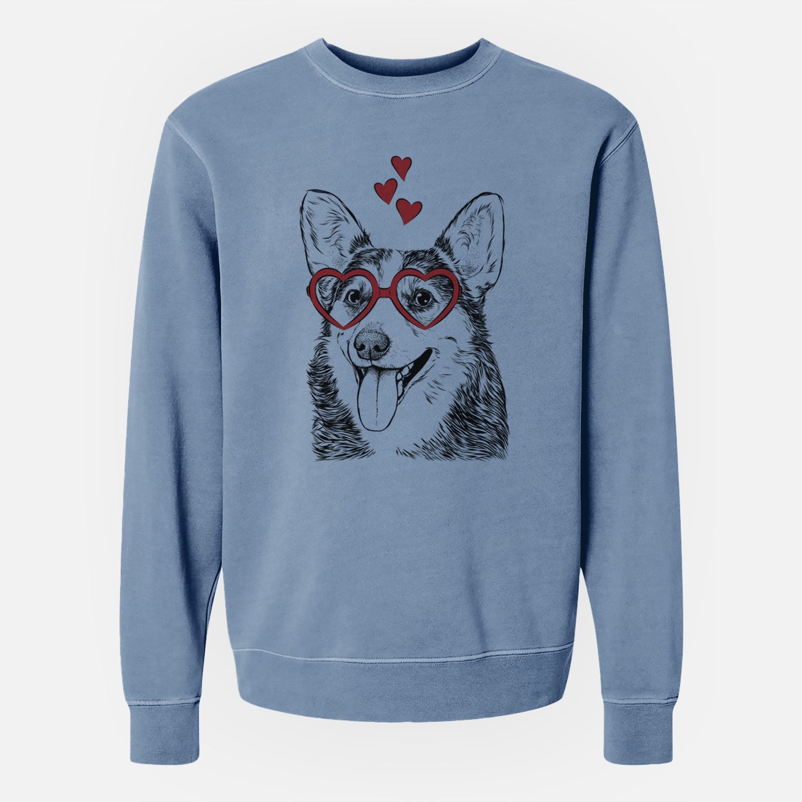 Valentine Darma the Corgi - Unisex Pigment Dyed Crew Sweatshirt
