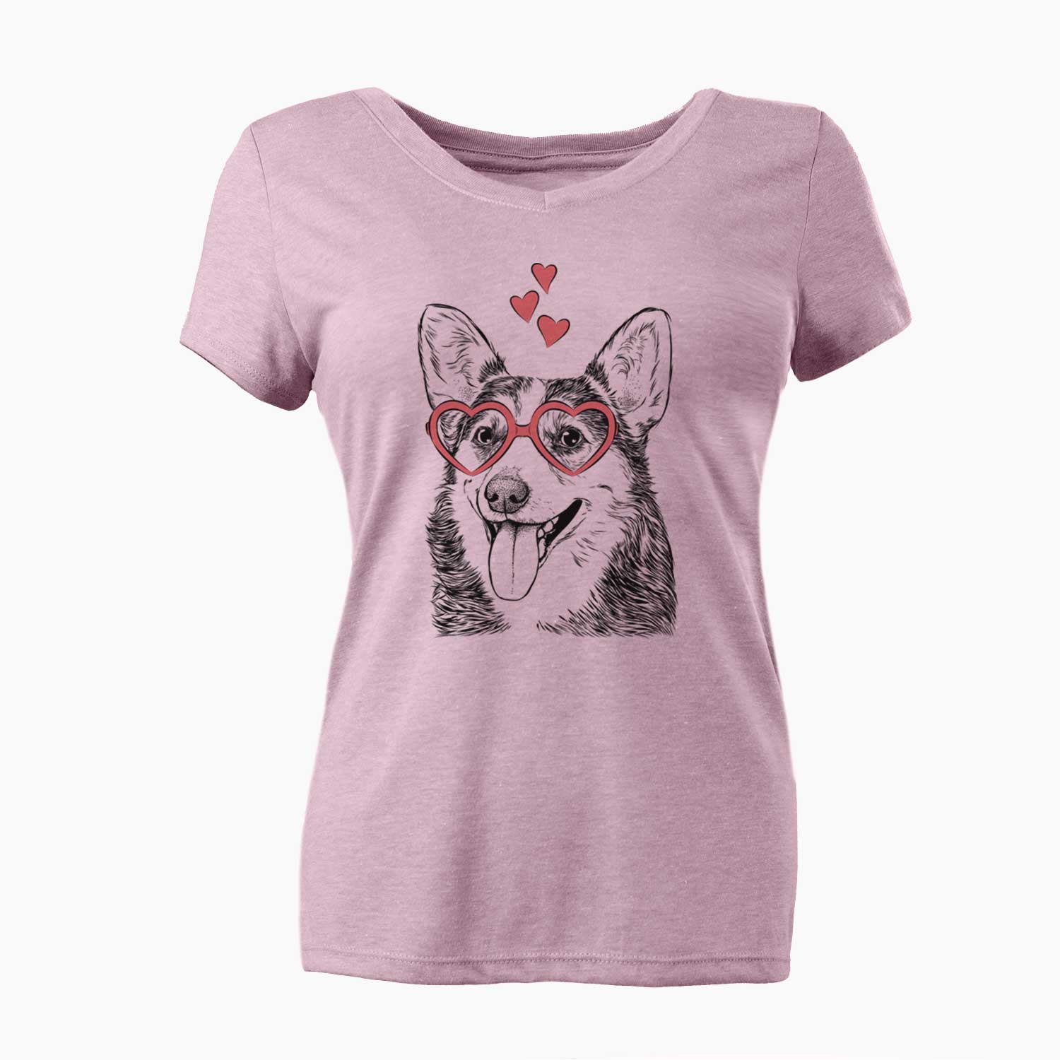 Valentine Darma the Corgi - Women's V-neck Shirt