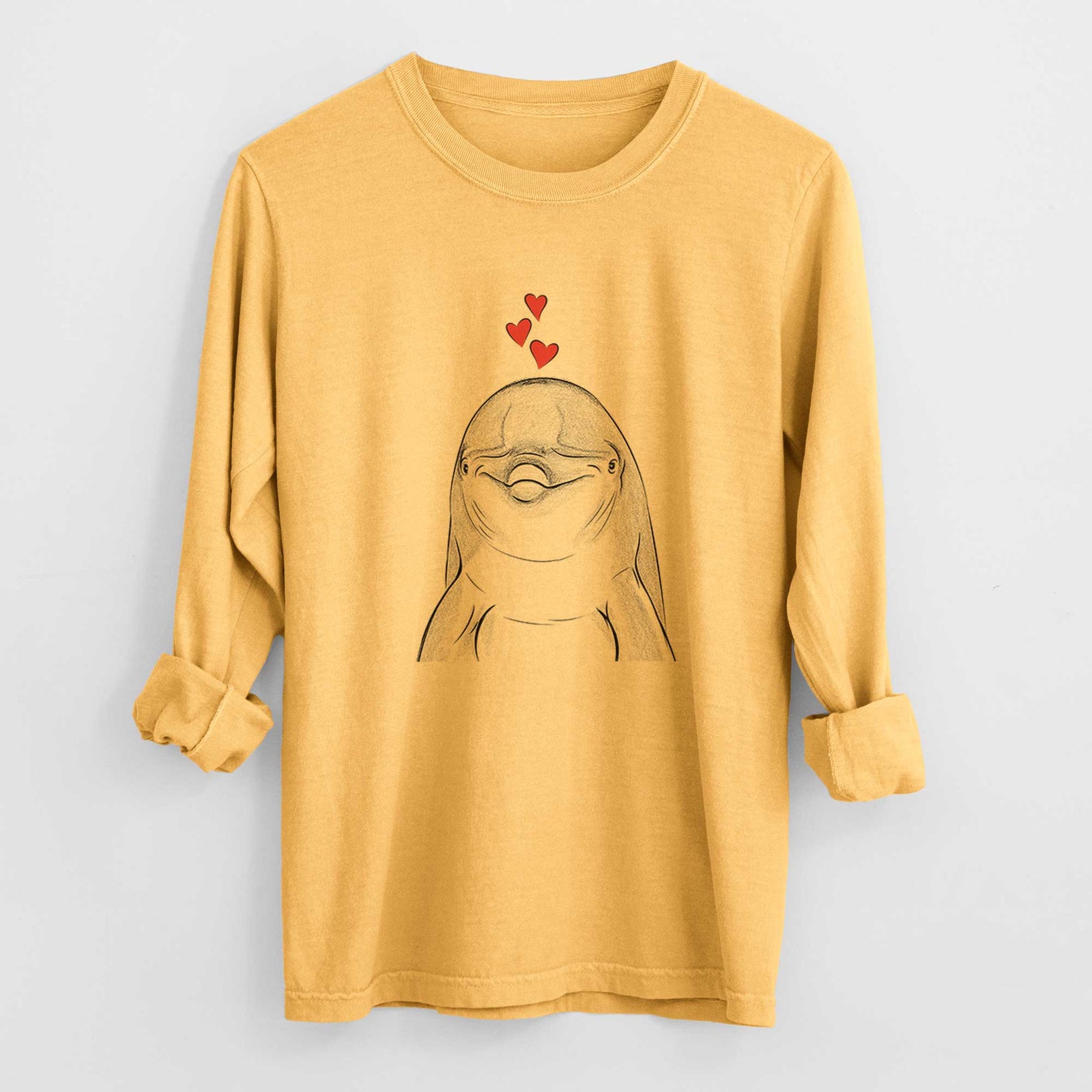 Valentine Dave the Dolphin - Heavyweight 100% Cotton Long Sleeve