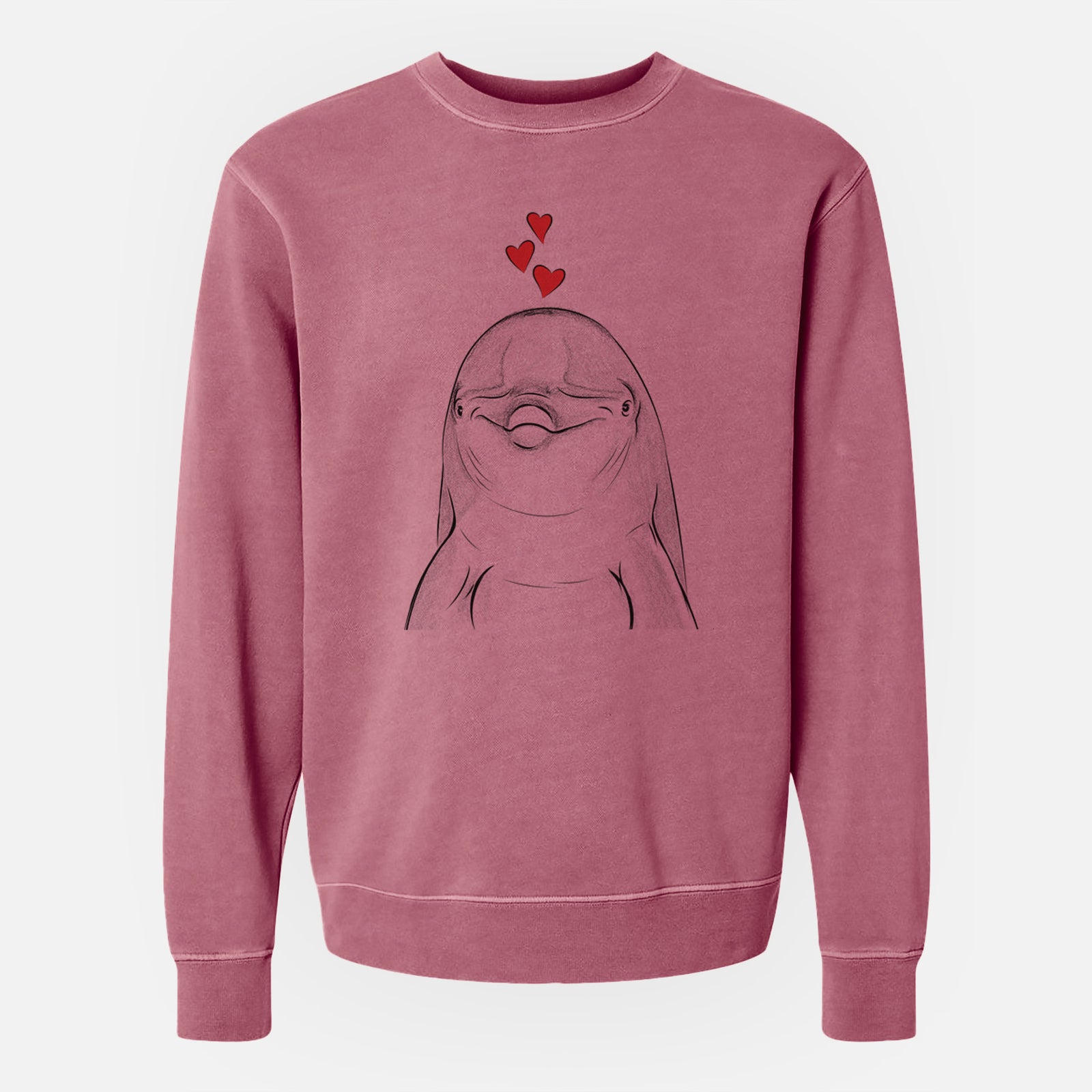 Valentine Dave the Dolphin - Unisex Pigment Dyed Crew Sweatshirt