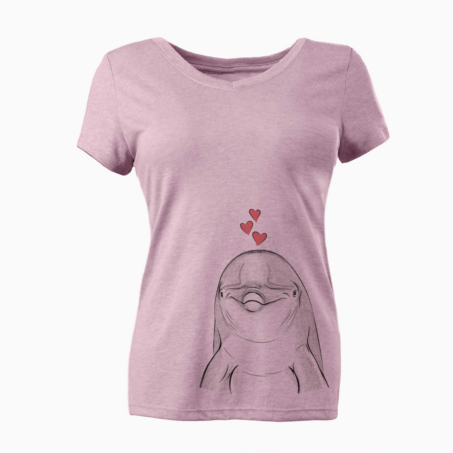 Valentine Dave the Dolphin - Women's V-neck Shirt