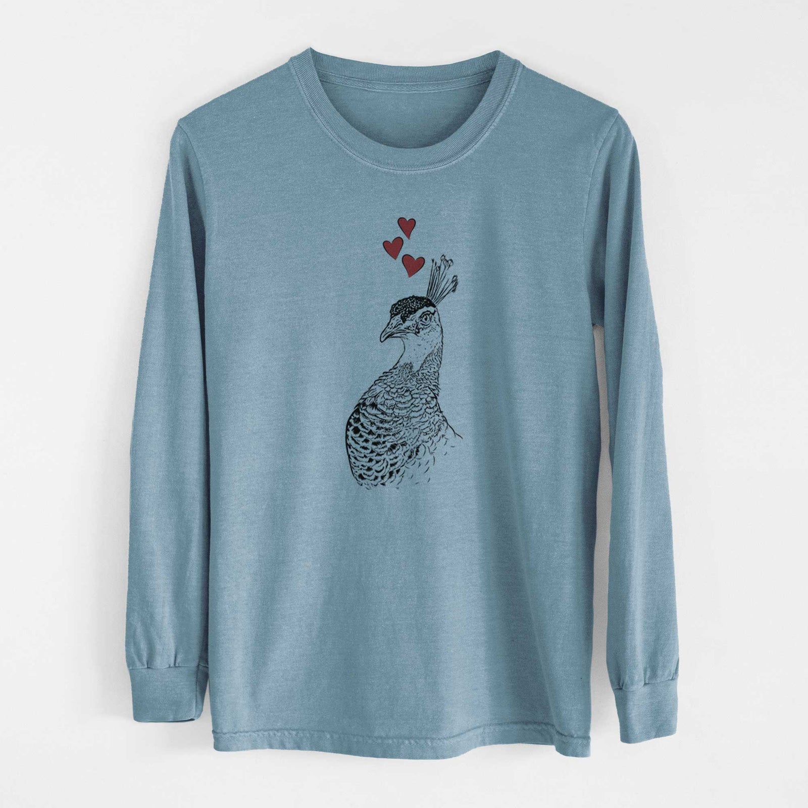 Valentine Dee the Peahen - Heavyweight 100% Cotton Long Sleeve
