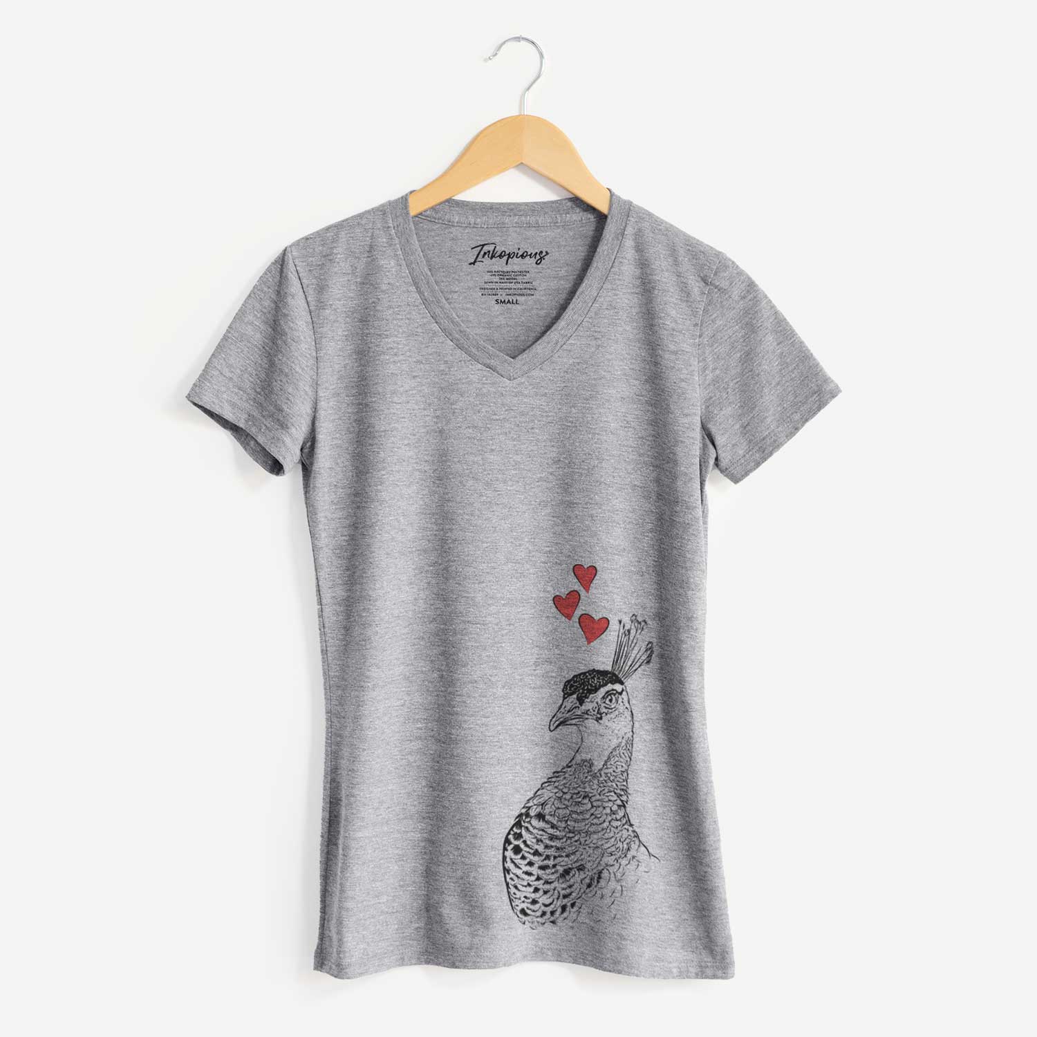 Valentine Dee the Peahen - Women's V-neck Shirt