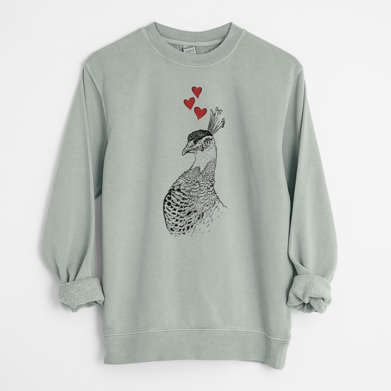 Valentine Dee the Peahen - Unisex Pigment Dyed Crew Sweatshirt